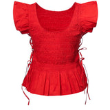 Top  STRETCH COTTON ANGEL SLEEVE SMOCKED TOP GOJI BERRY A1040422 06P 06P GANNI