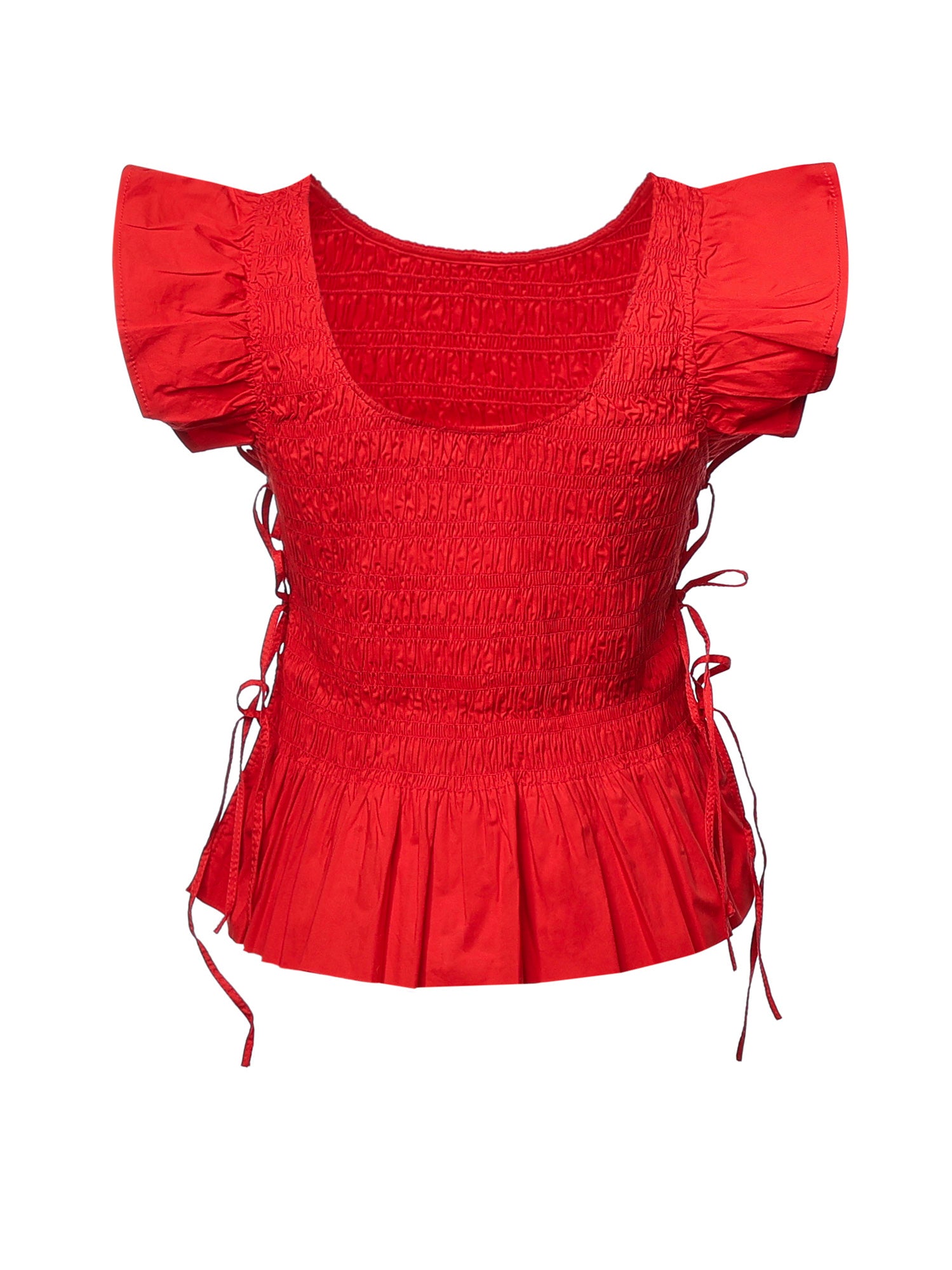 Top  STRETCH COTTON ANGEL SLEEVE SMOCKED TOP GOJI BERRY A1040422 06P 06P GANNI