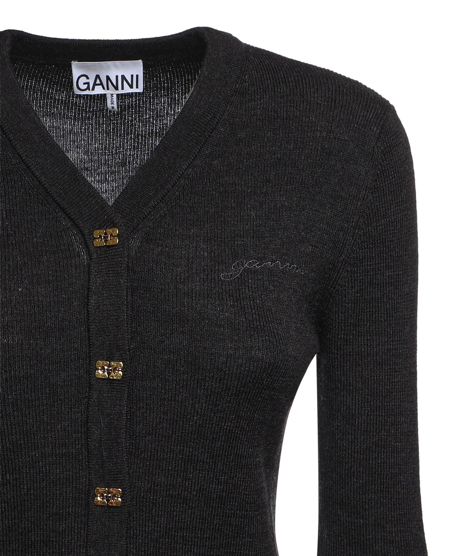Cardigan MINI RIBBED MERINO CARDIGAN PHANTOM K2474 252 252 GANNI