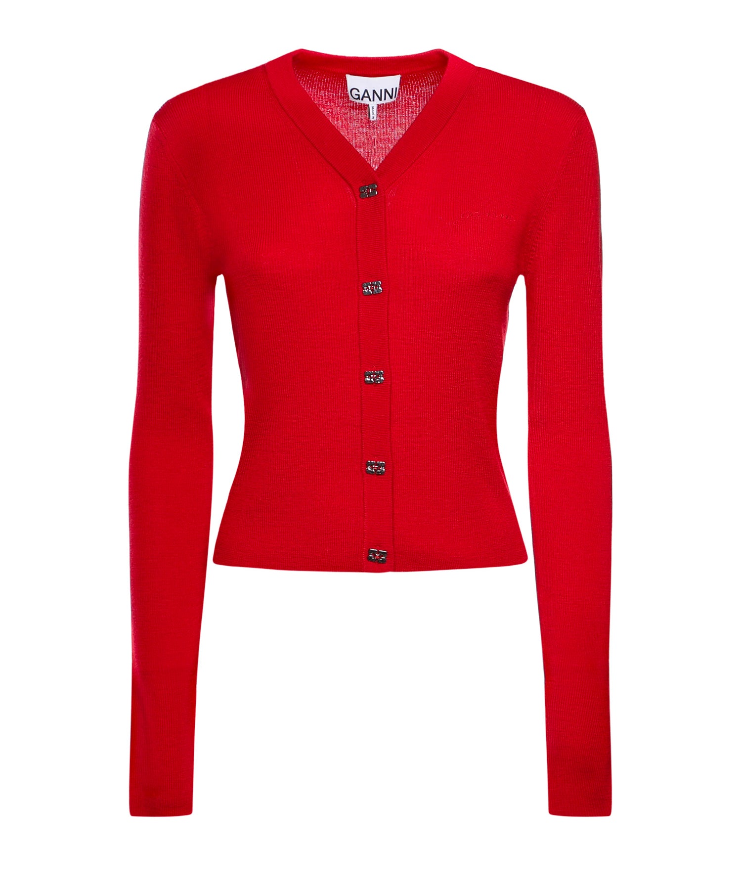 Cardigan MINI RIBBED MERINO CARDIGAN GOJI BERRY A1160012 06P 06P GANNI