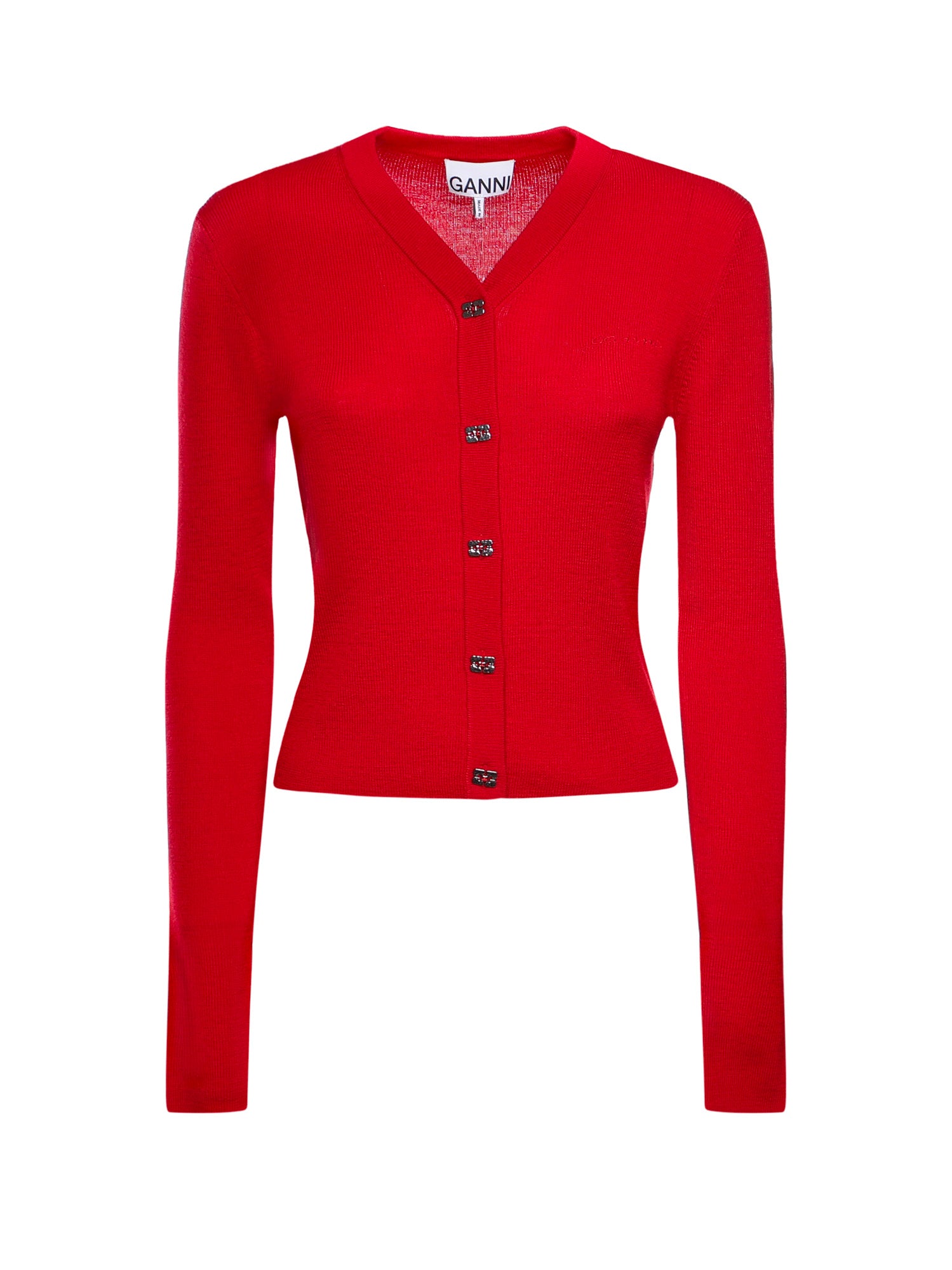 Cardigan MINI RIBBED MERINO CARDIGAN GOJI BERRY A1160012 06P 06P GANNI