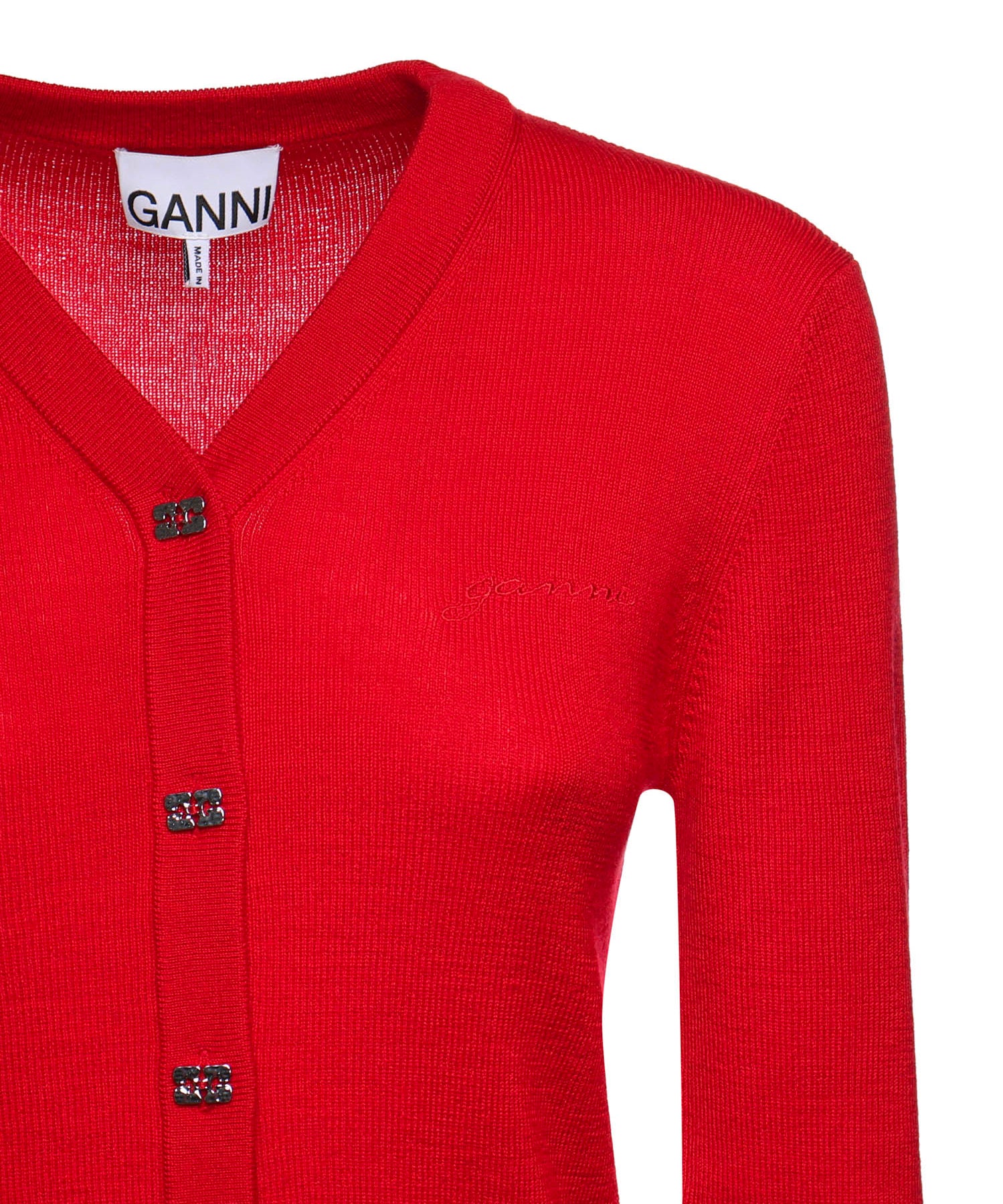 Cardigan MINI RIBBED MERINO CARDIGAN GOJI BERRY A1160012 06P 06P GANNI