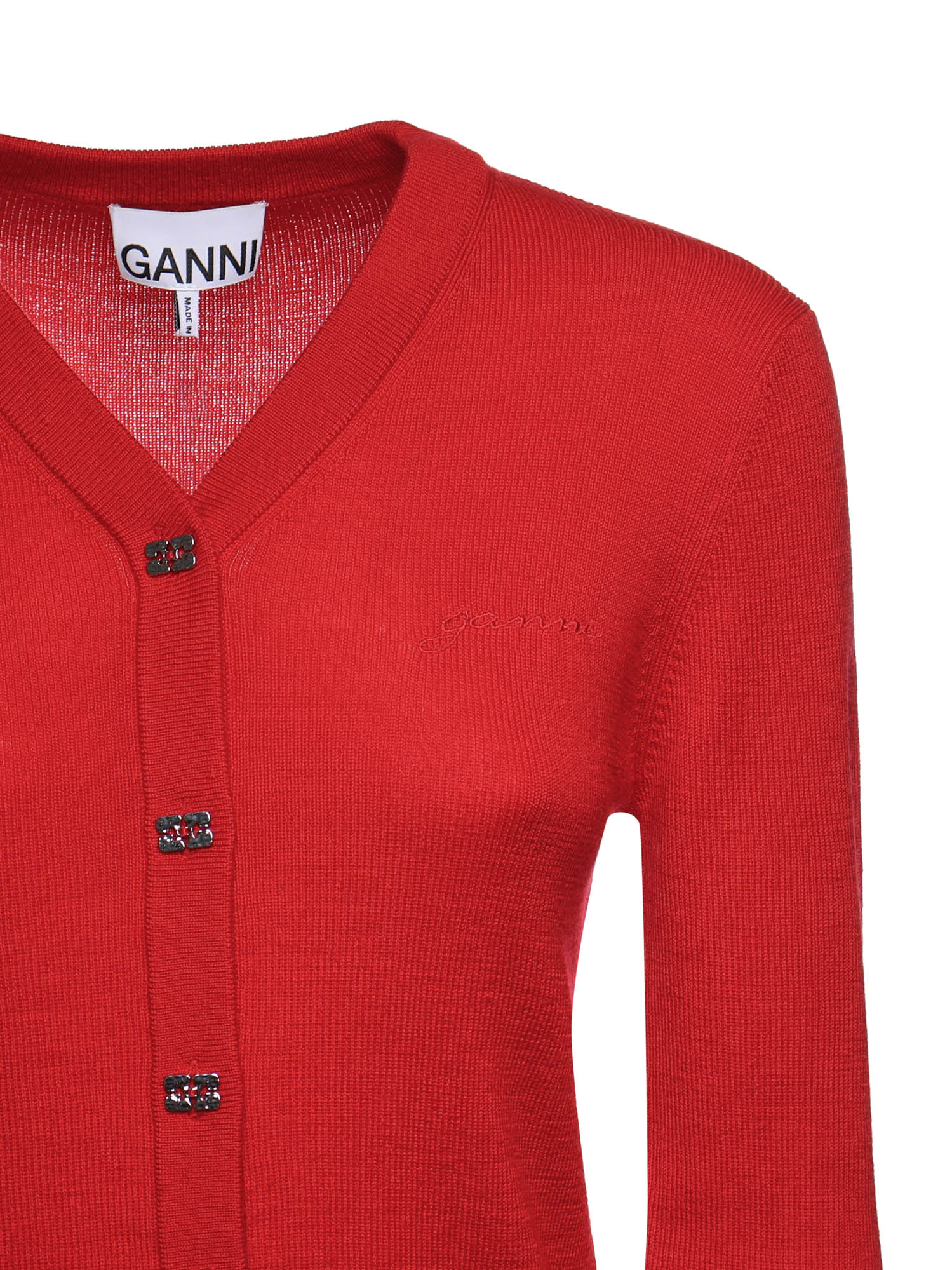 Cardigan MINI RIBBED MERINO CARDIGAN GOJI BERRY A1160012 06P 06P GANNI