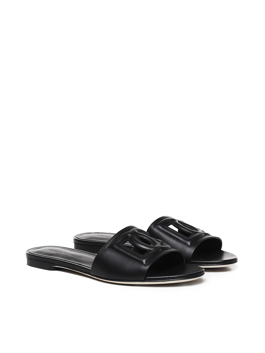 Slide in pelle di vitello e logo CQ0436 AY32980999 DOLCE & GABBANA 