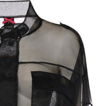 Caban cropped in organza di pura seta 106603 A2DJZ99 PINKO 