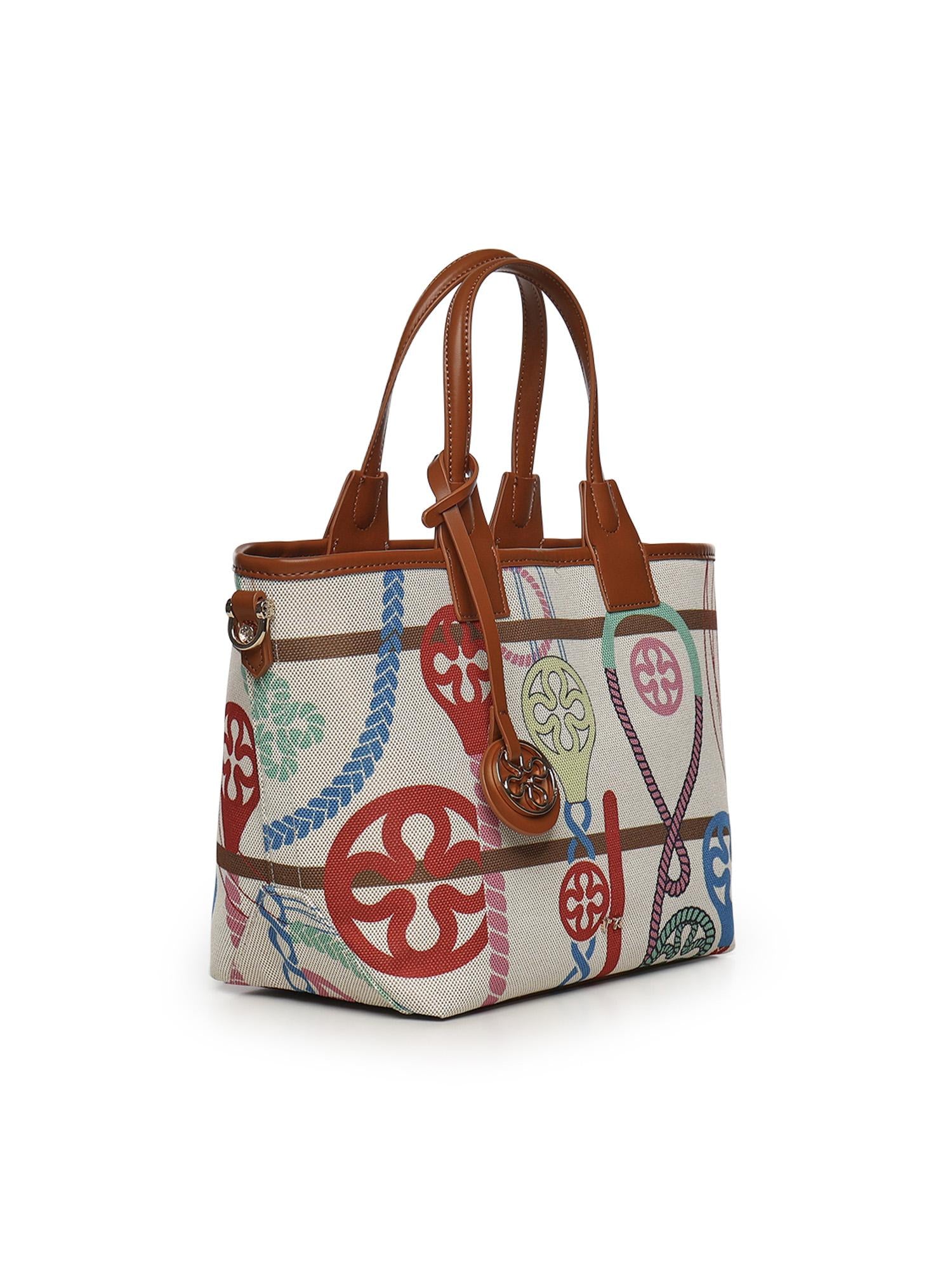 Borsa shopping Guenda con logo 73BS9MT01 GUENDAOFF WHITE/MULTICOLOR V° 73 