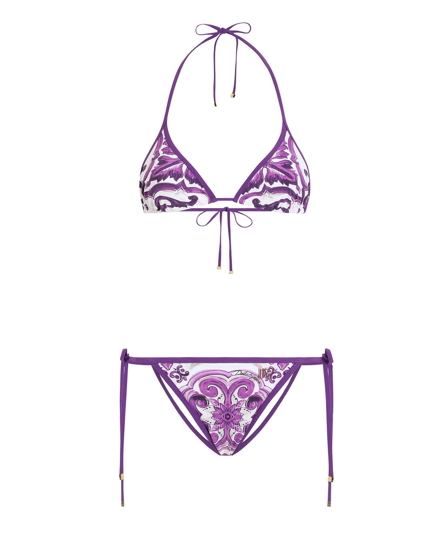 Bikini a triangolo con stampa maiolica O8A02J ONO19IP3TN DOLCE & GABBANA 