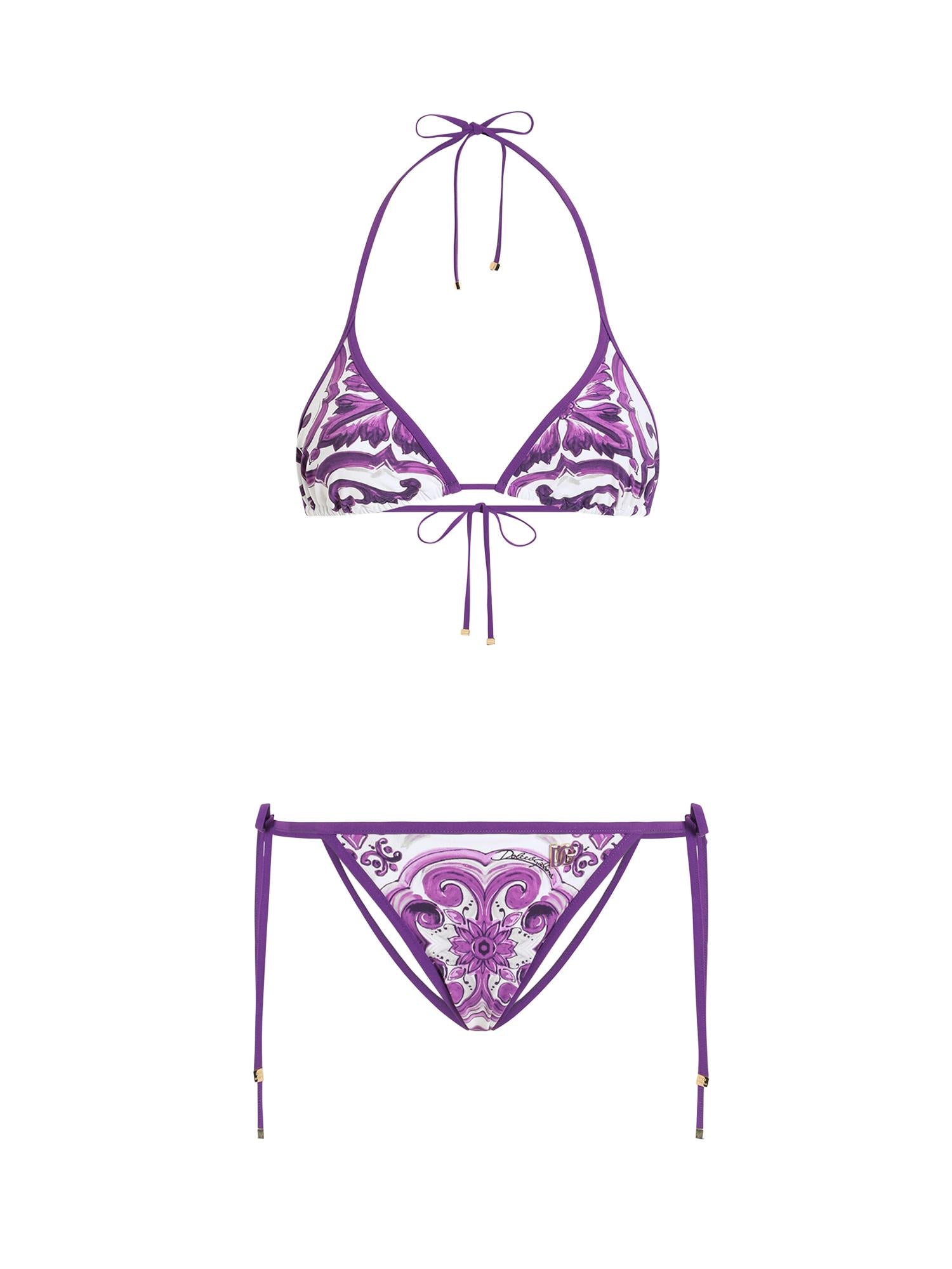 Bikini a triangolo con stampa maiolica O8A02J ONO19IP3TN DOLCE & GABBANA 