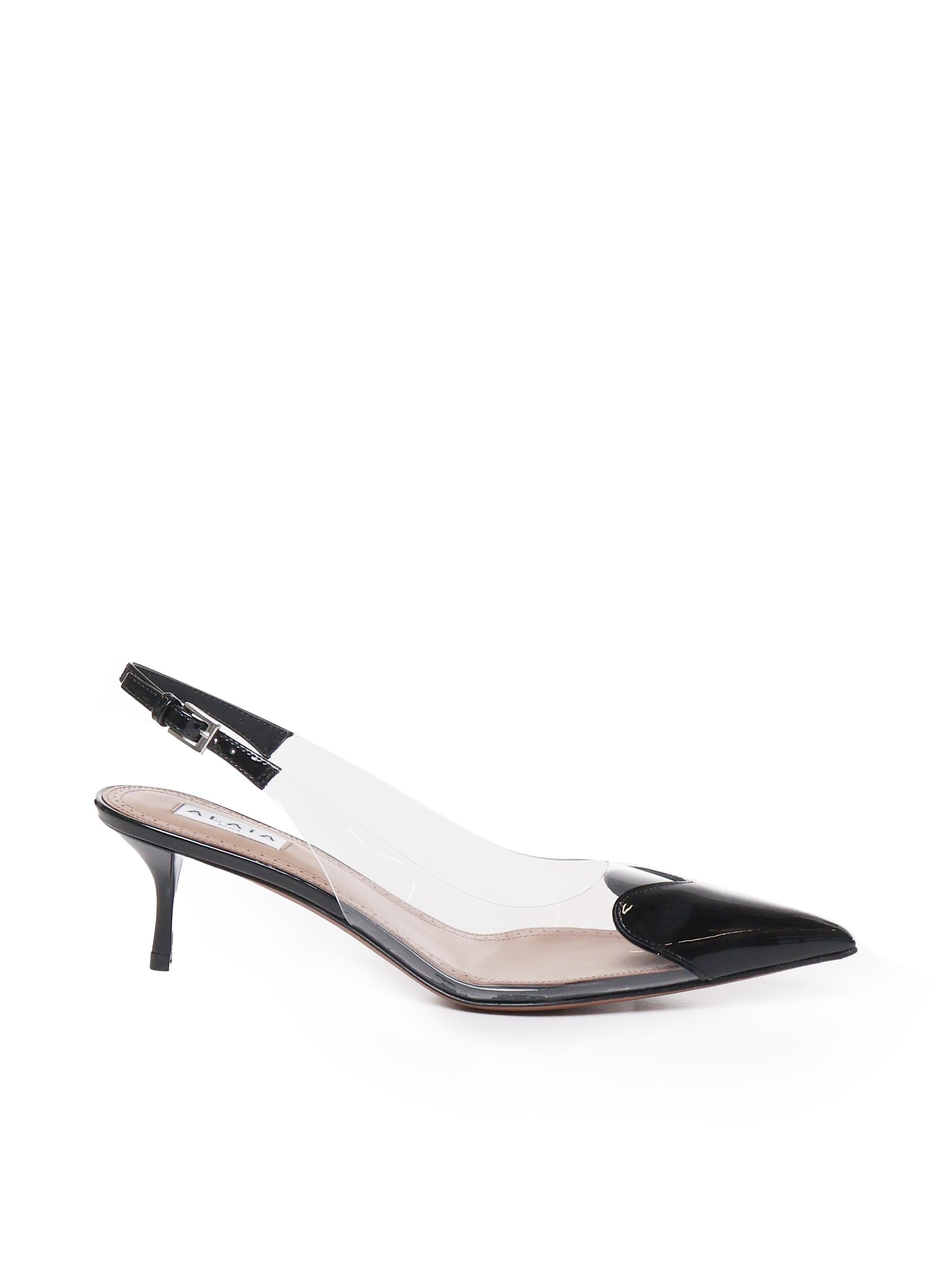 Slingback Le Cœur in pelle di agnello verniciata AA3E057CK150 999 ALAIA 