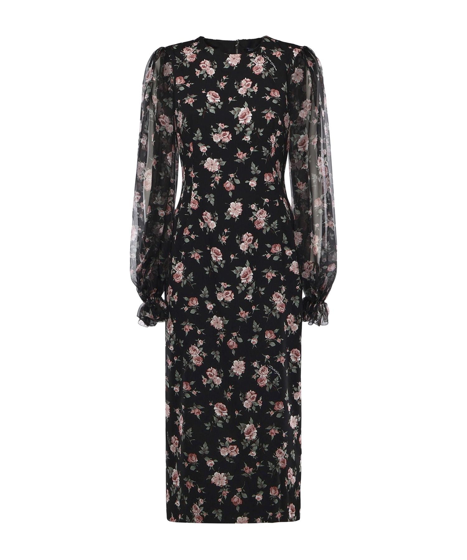 Abito in charmeuse stampa Rose vintage F611DT FSA8CHN5XQ DOLCE & GABBANA 