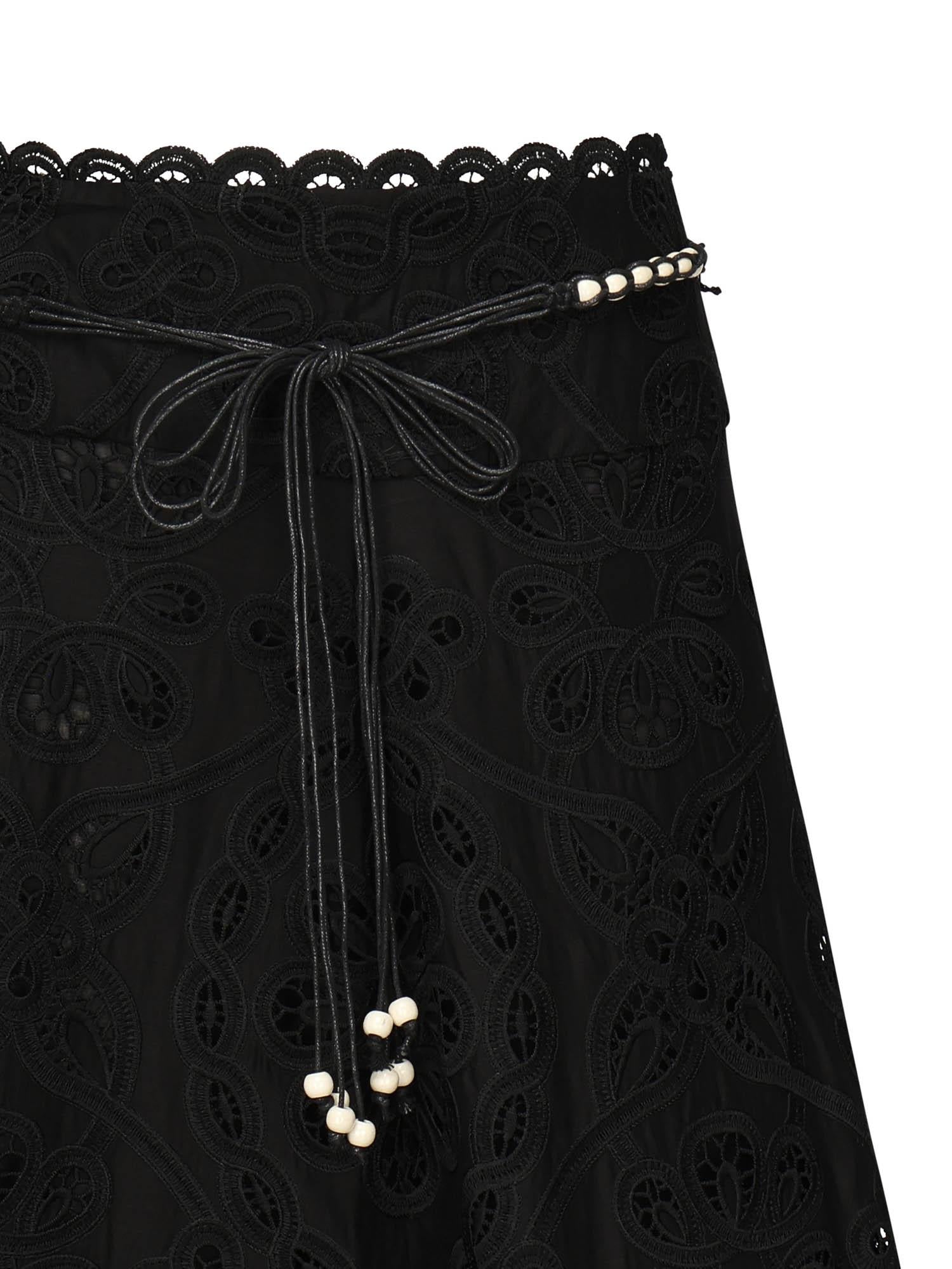 Gonna midi Rhiannon con ricamo 4248SSS251 BLK ZIMMERMANN 