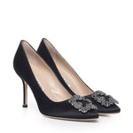 Décolleté con fibbia gioiello in raso 90mm HANGISI_FMC 9XX-0663-00400015 MANOLO BLAHNIK 