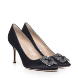 Décolleté con fibbia gioiello in raso 90mm HANGISI_FMC 9XX-0663-00400015 MANOLO BLAHNIK 
