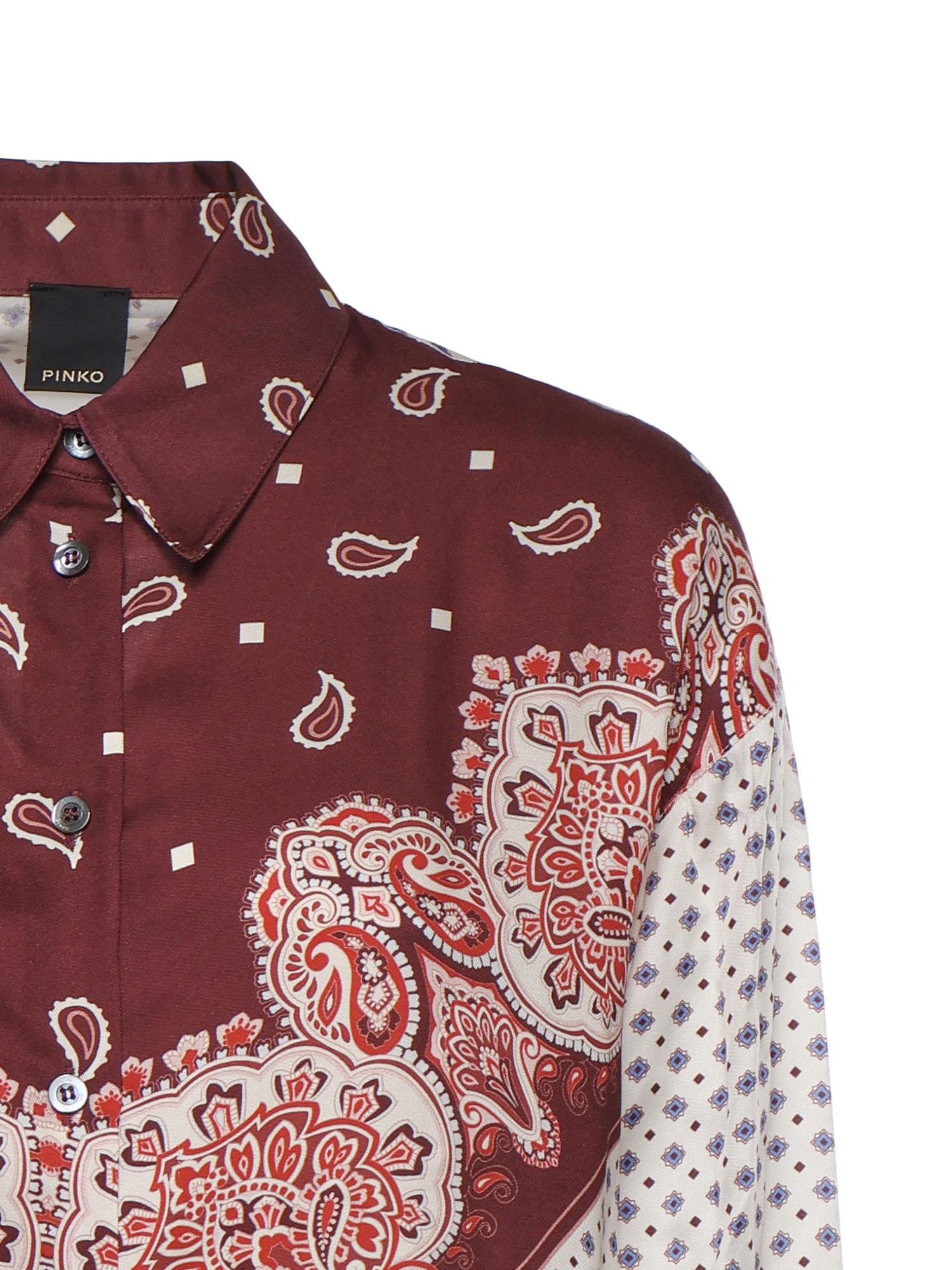 Camicia in twill di viscosa con stampa 106202 A31KYR1 PINKO 