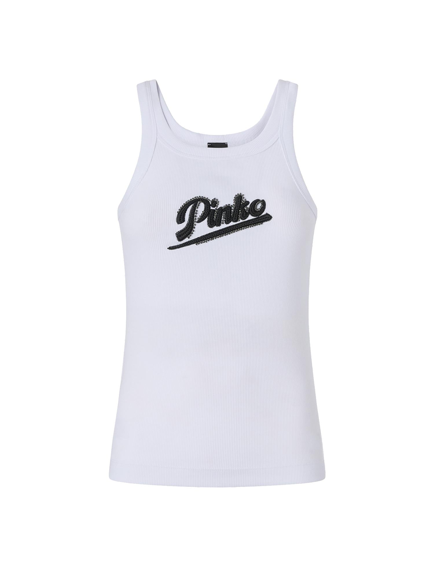 Tank top con ricamo e strass 107299 A3H7Z14 PINKO 