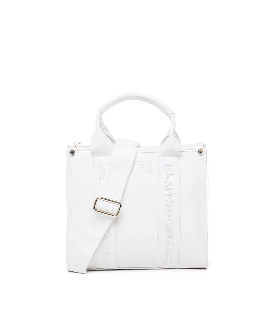 Borsa tote con ricamo 73BS7HD02 ECHO 73 BIANCO V° 73 