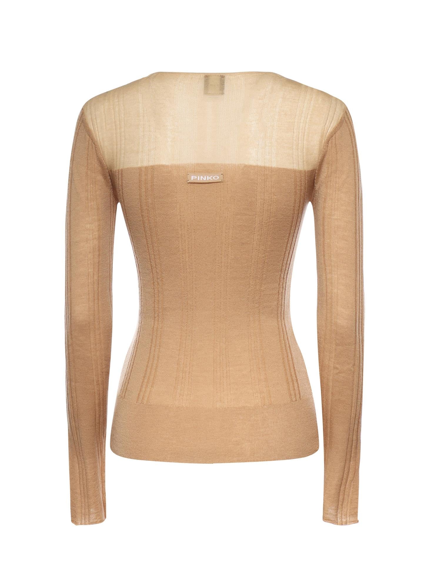 Maglia a coste con trasparenze 106317 A34BC83 PINKO 
