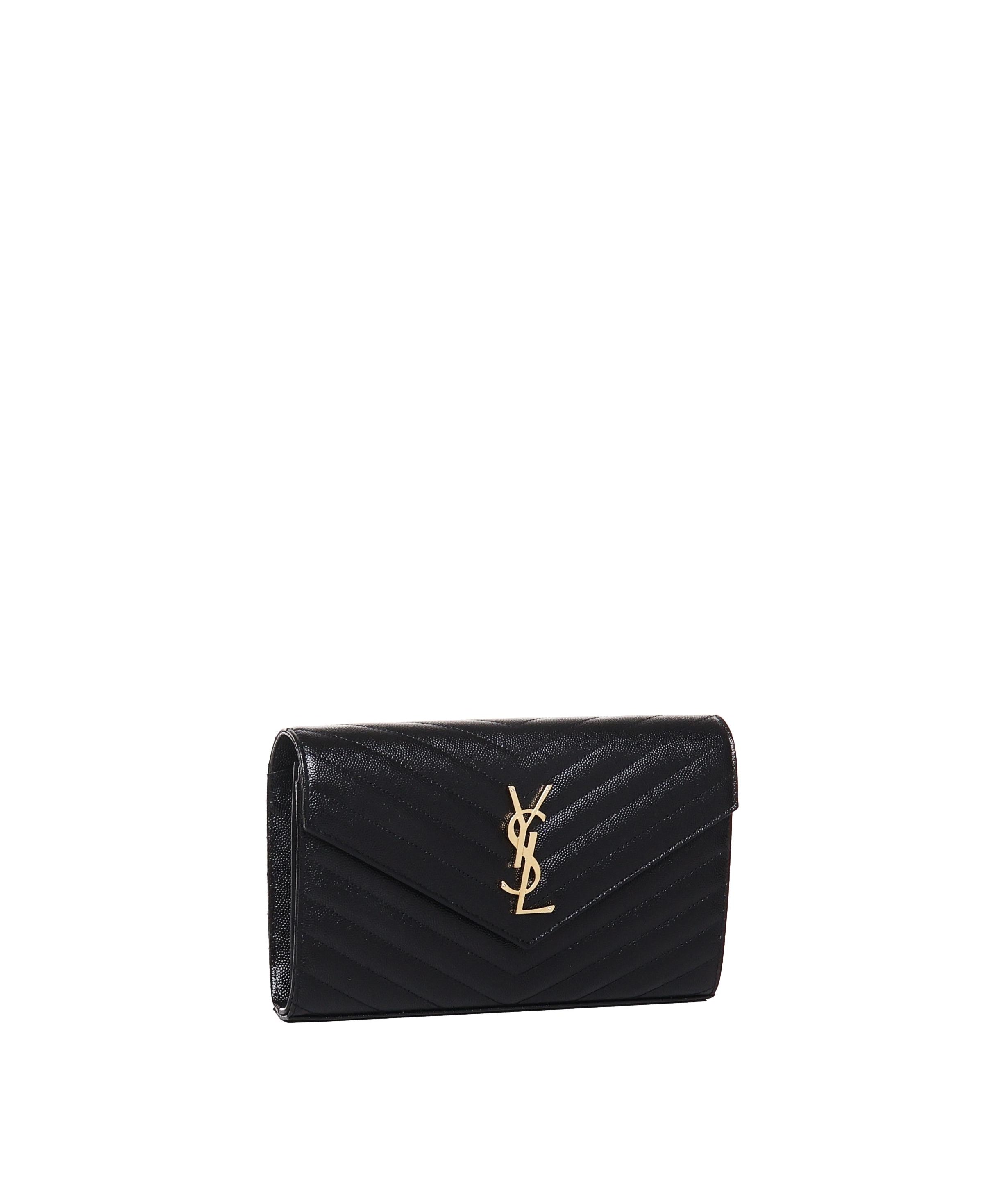 Pochette con catena Cassandre in pelle grain de poudre 377828 BOW011000 SAINT LAURENT 