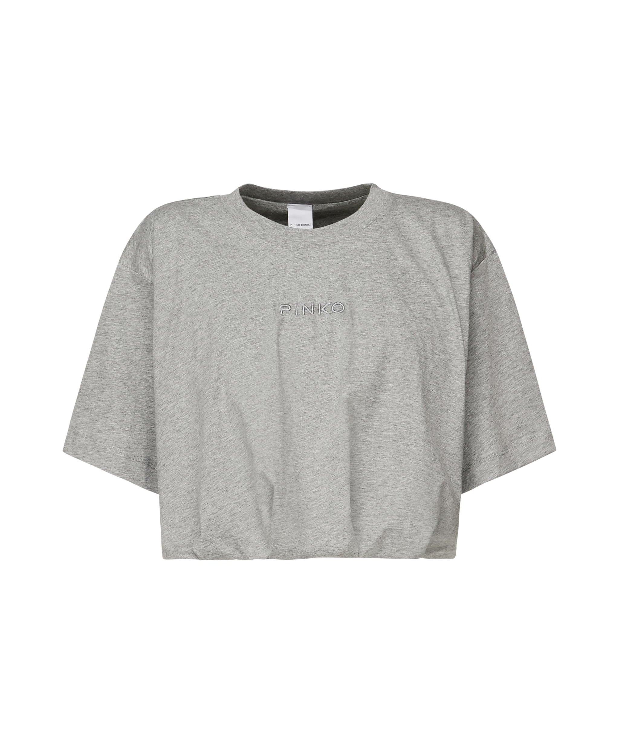 T-shirt cropped con ricamo logo 104257 A2F8I42 PINKO 