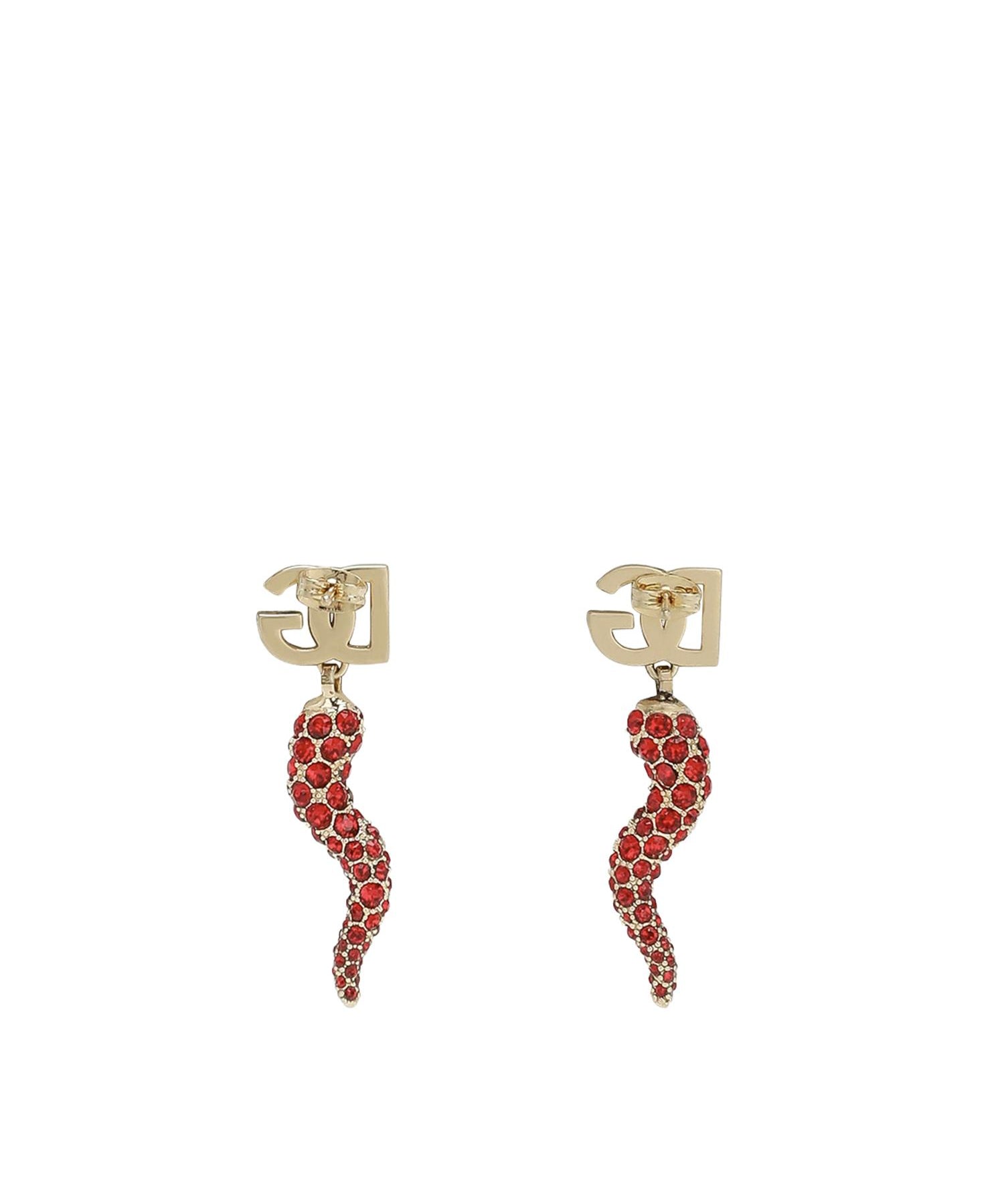 Orecchini con logo e cornetto in strass WEQ6C6 W1111ZOO00 DOLCE & GABBANA 