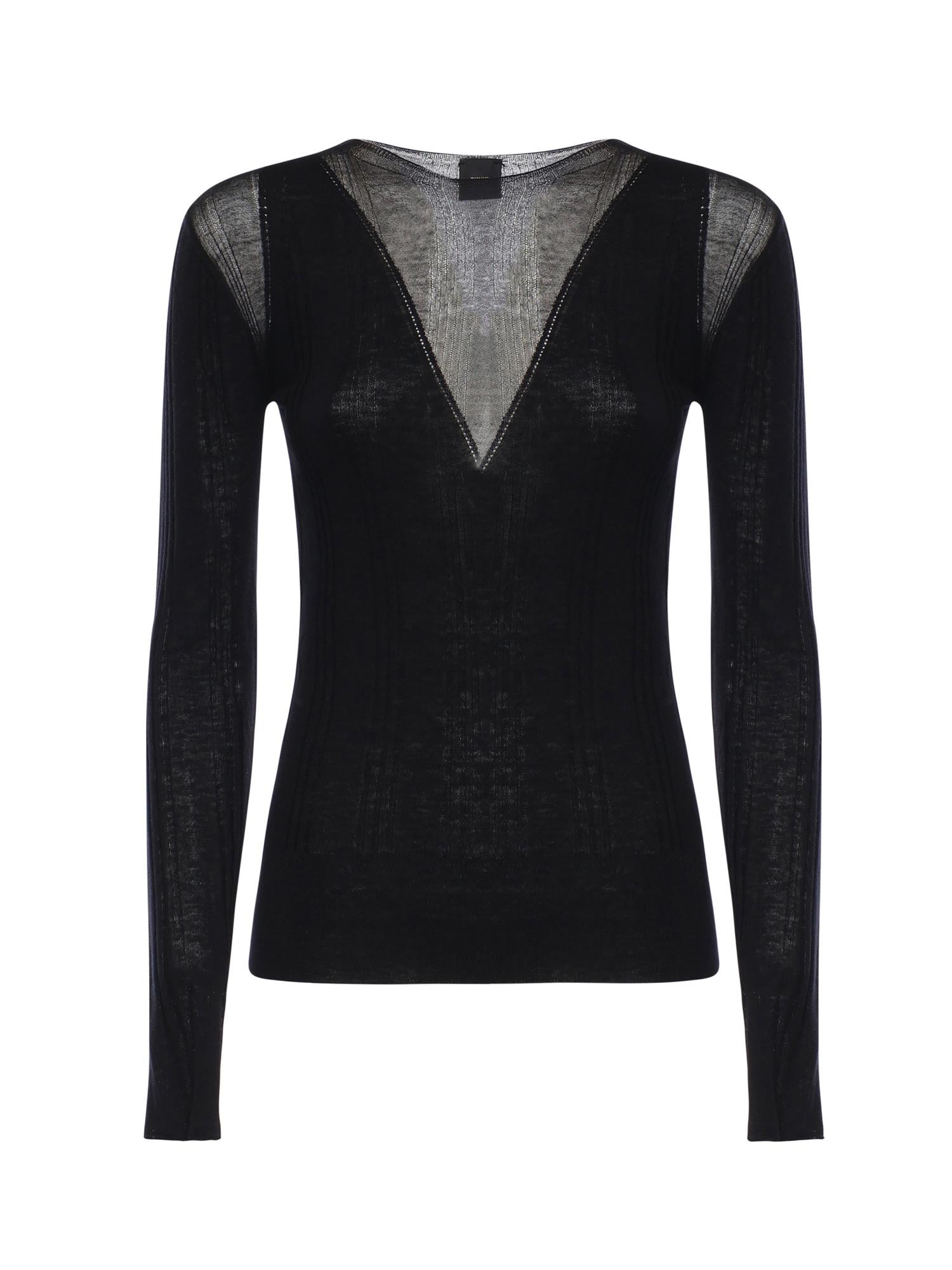 Maglia a coste con trasparenze 106317 A34BZ99 PINKO 
