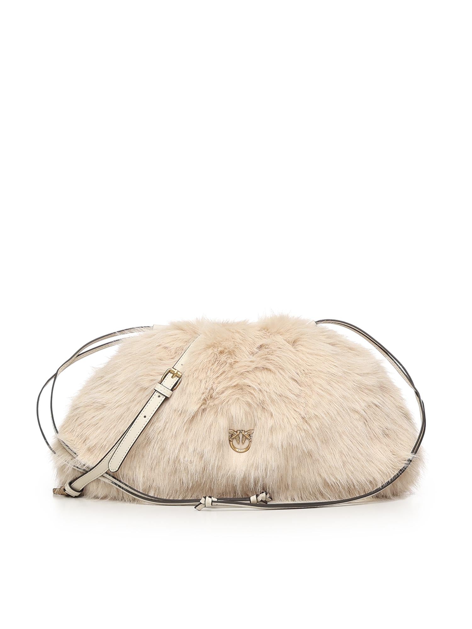 Maxi clutch in eco-pelliccia con logo<BR/> 105909 A2VZC50Q PINKO 