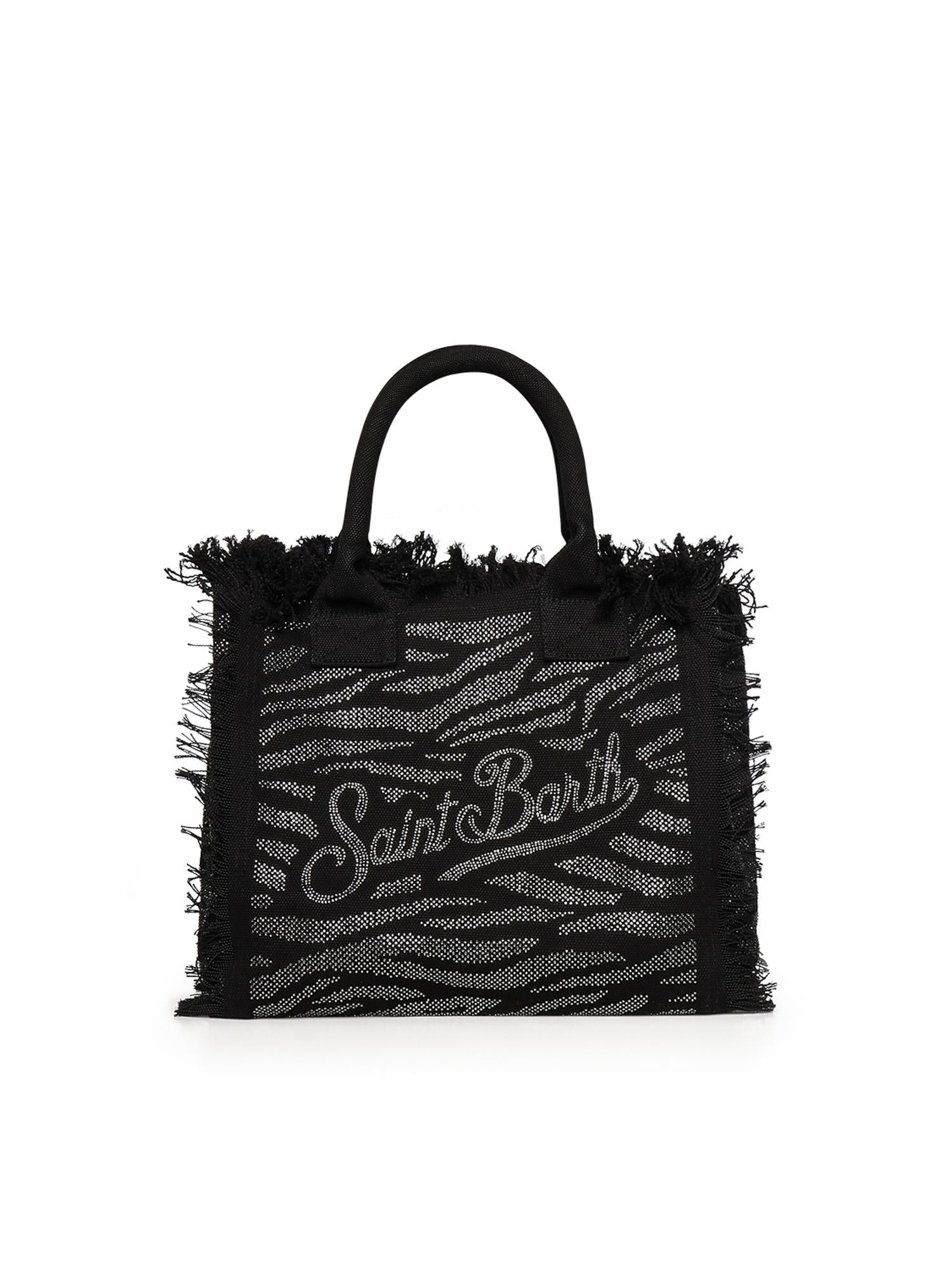 Borsa Vanity in canvas con stampa zebrata e strass VANI001 00629L MC2 SAINT BARTH 