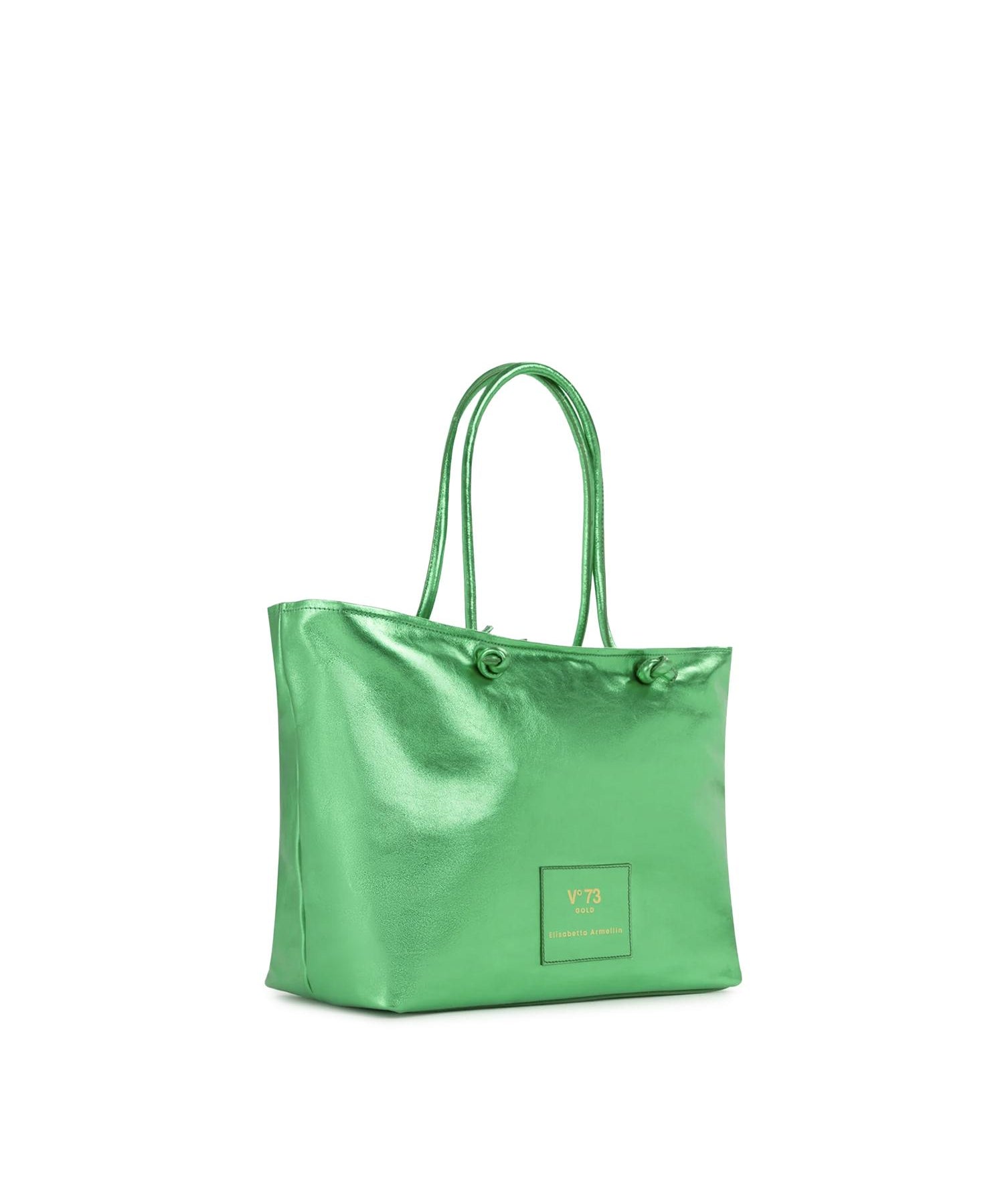 Borsa shopping in pelle con logo 73BP9VT01 LOLLI POPPOP GREEN V° 73 