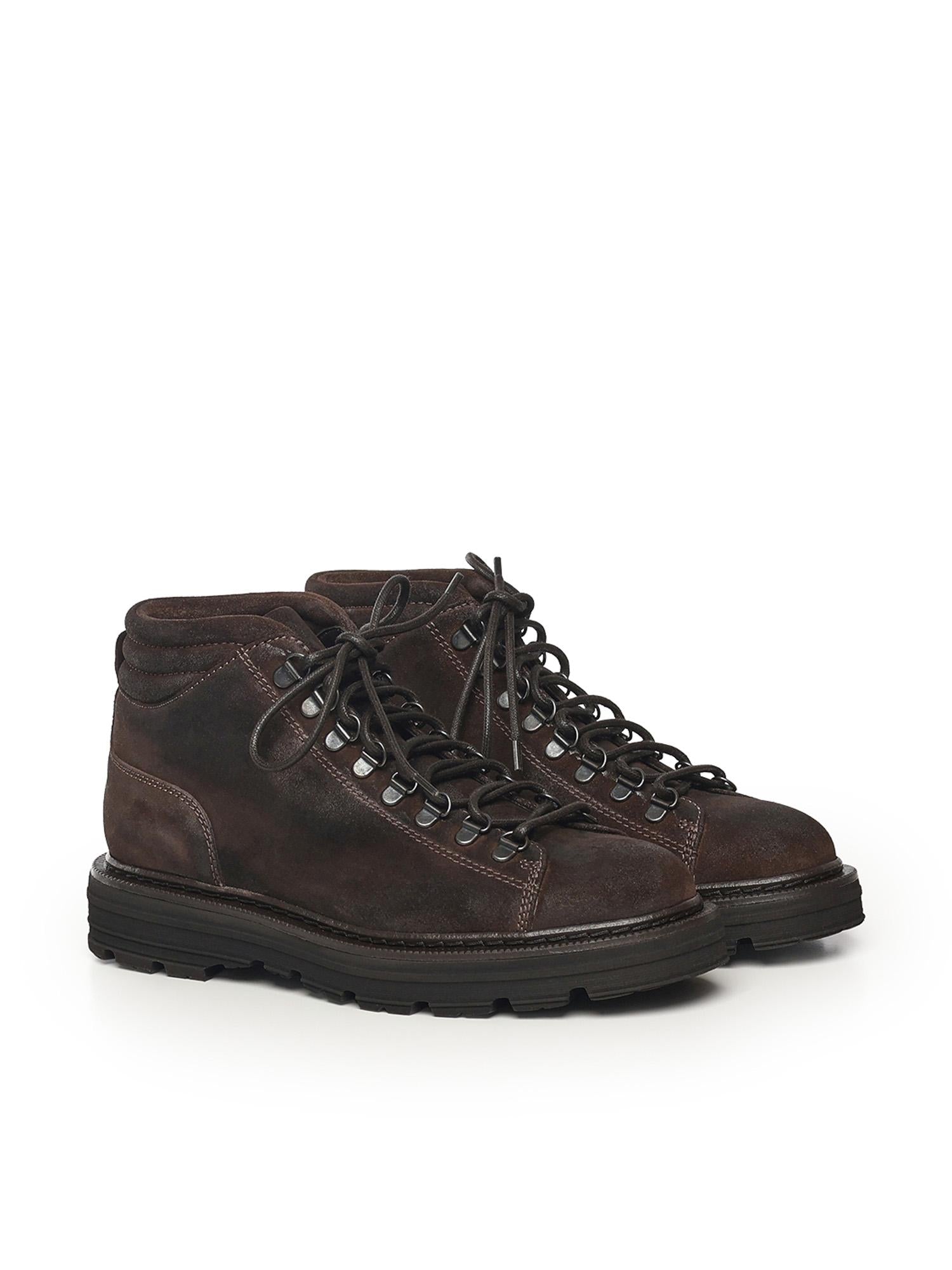Stivaletti stringati in pelle 78010 DARK BROWN STURLINI 