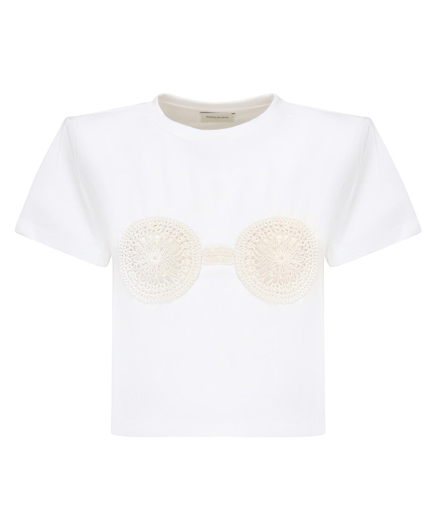 T-shirt cropped con reggiseno all'uncinetto 1083210009857  MAGDA BUTRYM 