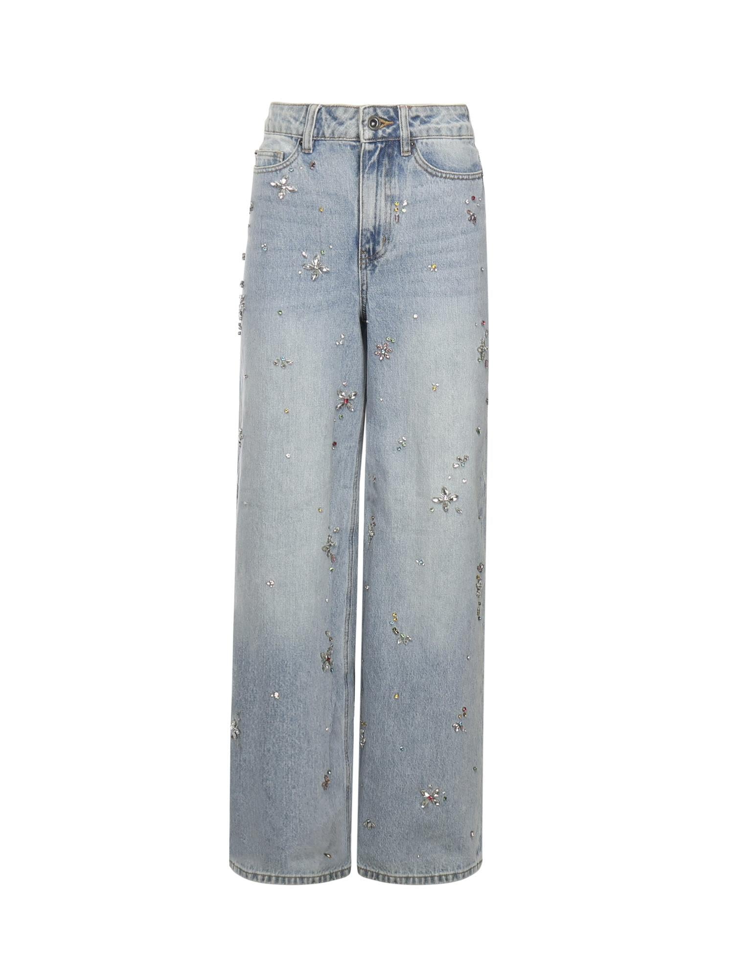 Jeans con fiori di strass AW25828PA BL SELF-PORTRAIT 