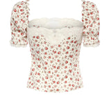 Top in charmeuse stampa Roselline F7BK1T FSA79HA5XJ DOLCE & GABBANA 