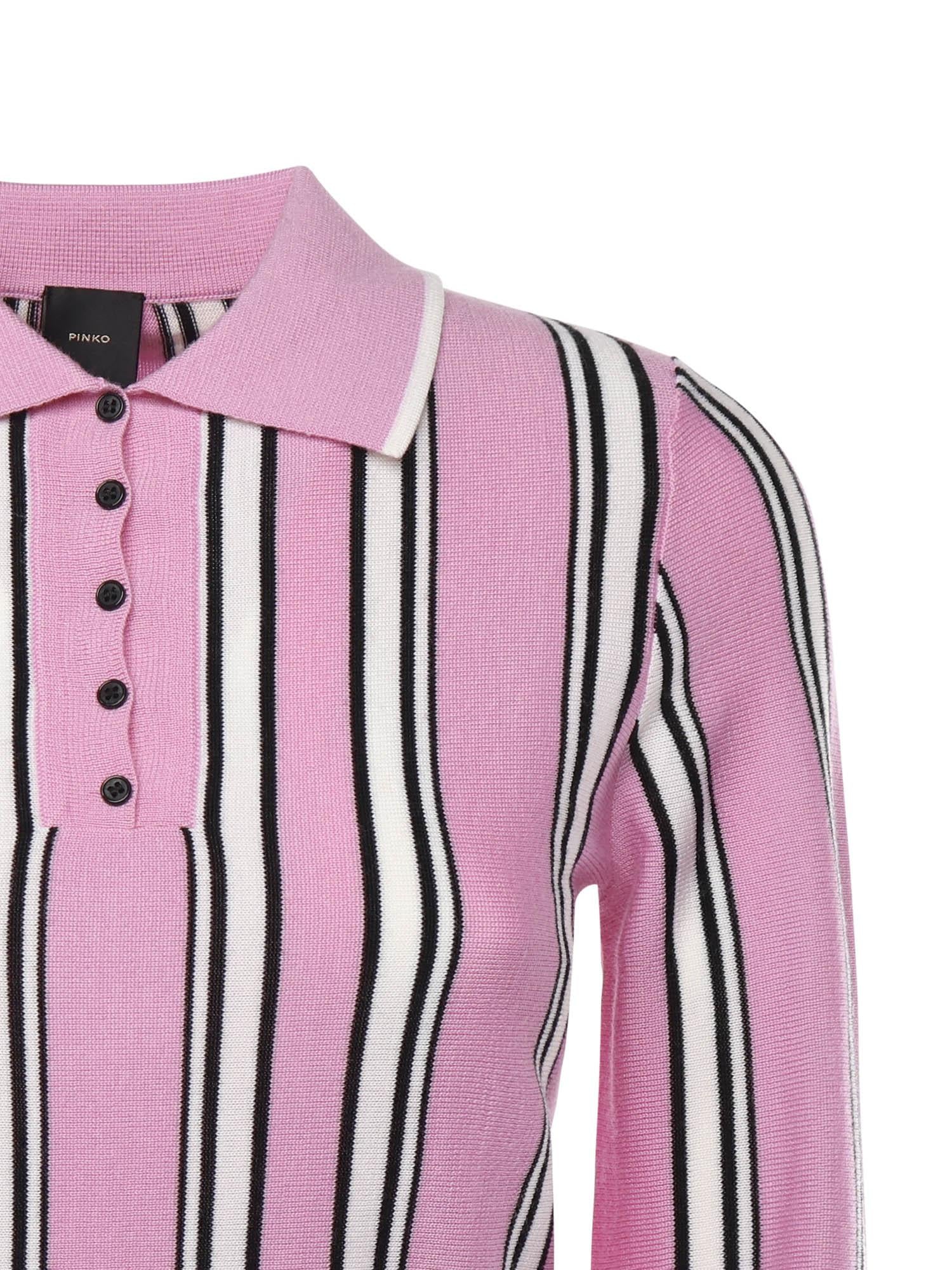 Maglia stile polo a righe 105809 A2UON3Z PINKO 