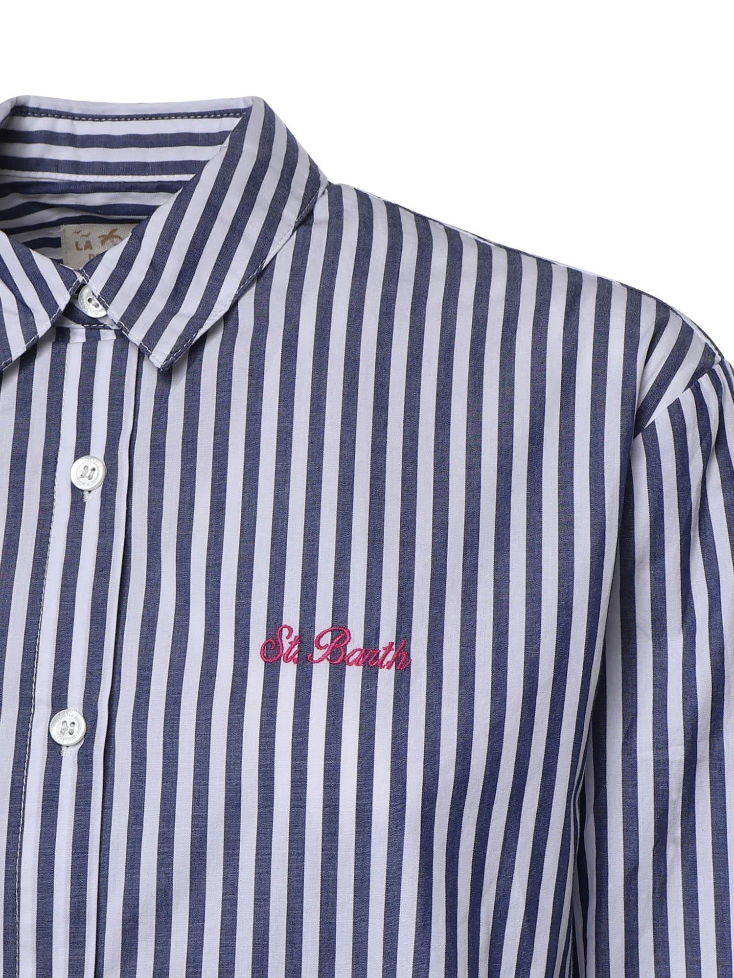 Camicia Brigitte a righe con stampa Labubu in popeline BRIG005 01929L MC2 SAINT BARTH 