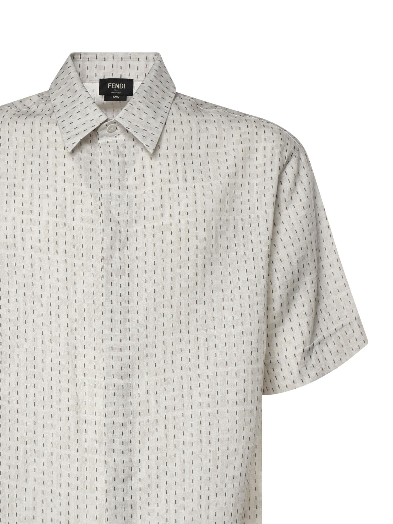 Camicia FF jacquard in lino con impunture FS0795 AU7NF0RQ0 FENDI 