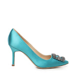 Décolleté Hangisi con fibbia gioiello in raso 9XX0663 4444 MANOLO BLAHNIK 