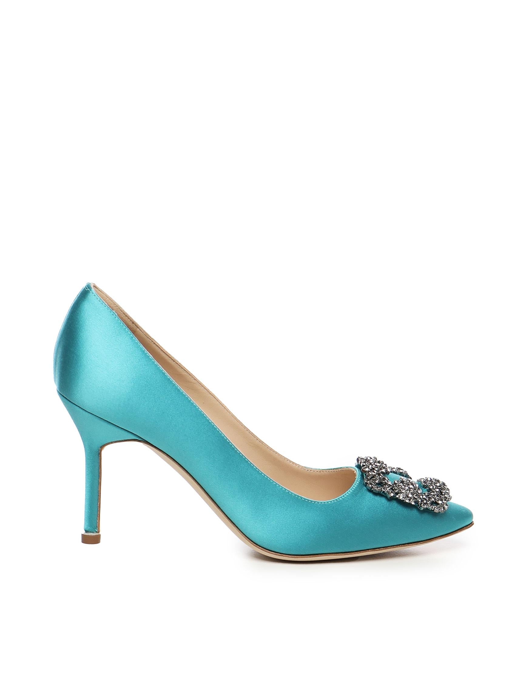 Décolleté Hangisi con fibbia gioiello in raso 9XX0663 4444 MANOLO BLAHNIK 