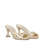 Mules con dettagli a pois in seta 1263100 907M MANOLO BLAHNIK 