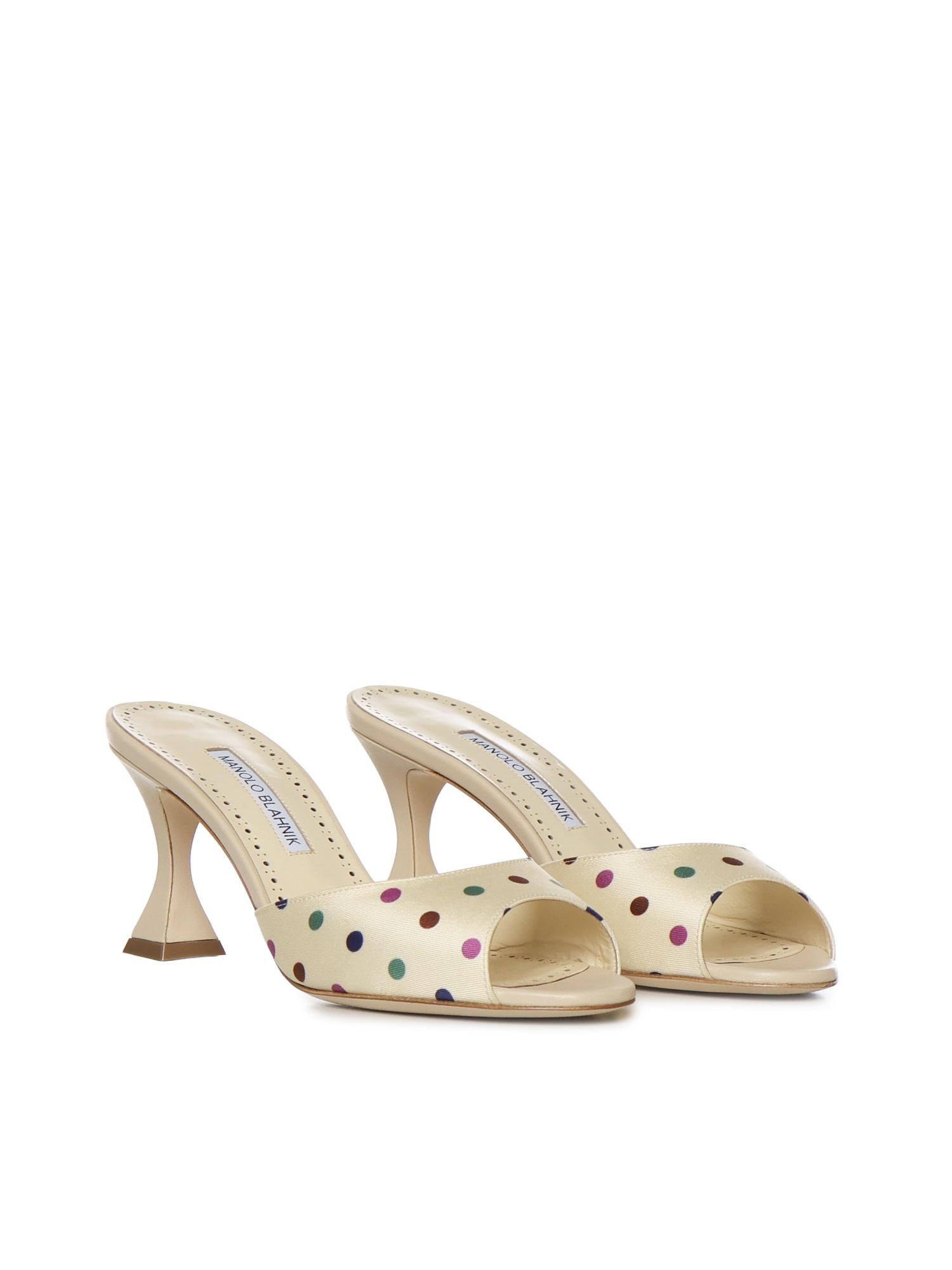 Mules con dettagli a pois in seta 1263100 907M MANOLO BLAHNIK 