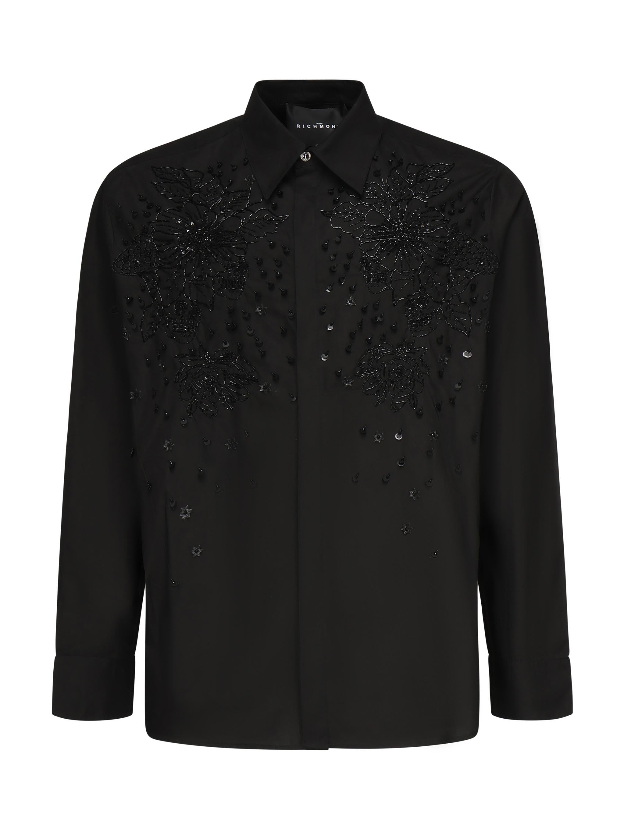 Camicia Tavaria con ricami e paillettes RMP25233CA BLACK JOHN RICHMOND 