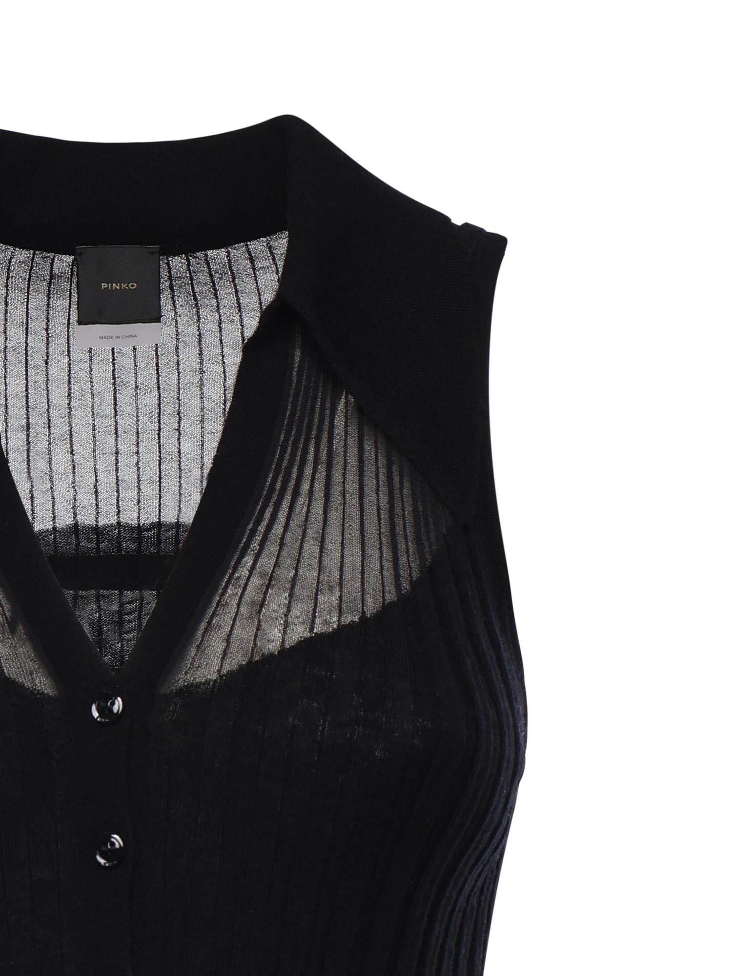 Canotta a polo in maglia a coste 106318 A34BZ99 PINKO 