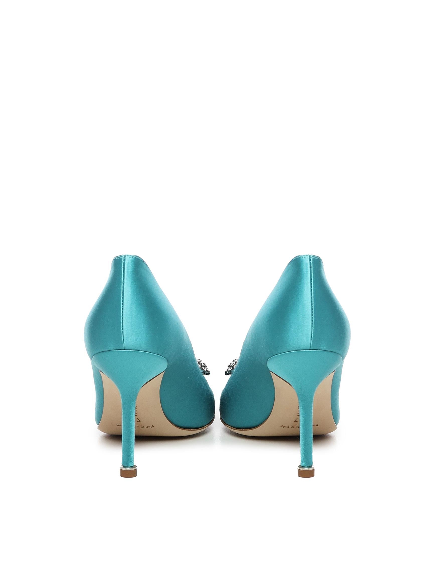 Décolleté Hangisi con fibbia gioiello in raso 9XX0663 4444 MANOLO BLAHNIK 