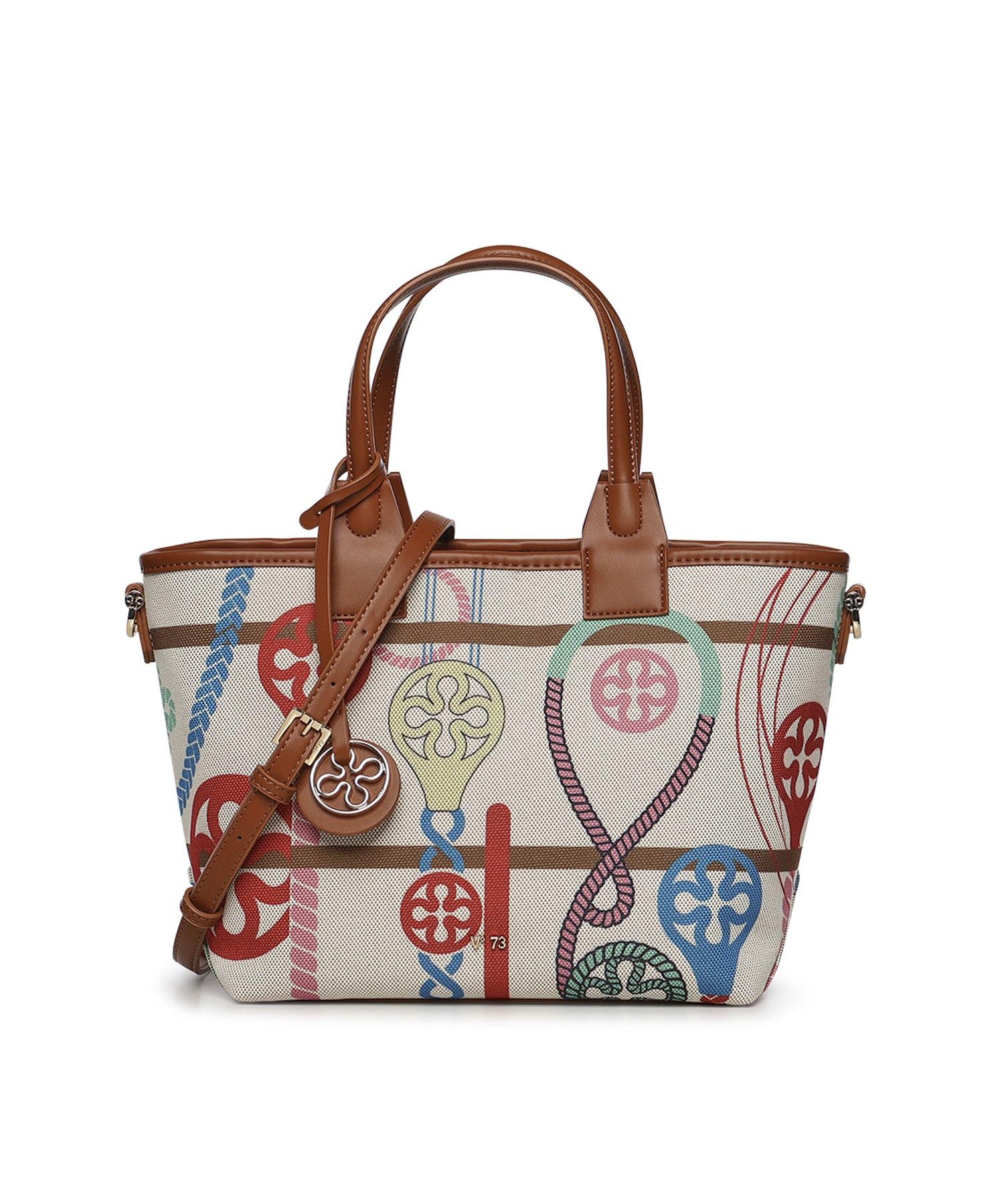 Borsa shopping Guenda con logo 73BS9MT01 GUENDAOFF WHITE/MULTICOLOR V° 73 