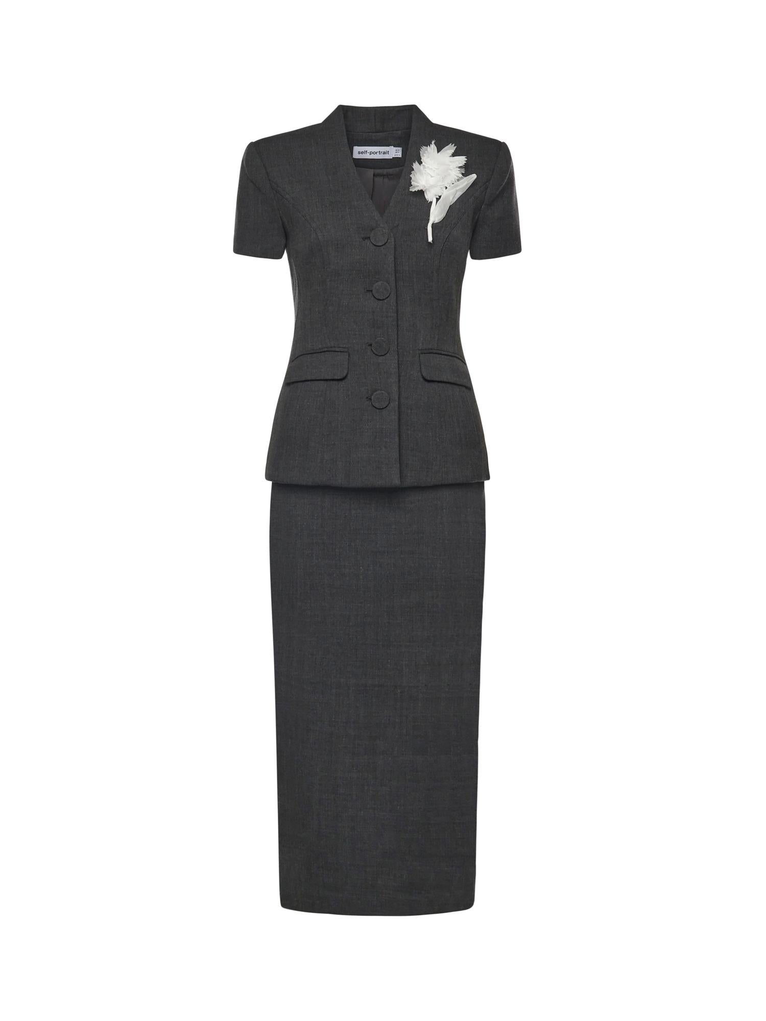 Abito midi con dettaglio floreale RS26160MA GR SELF-PORTRAIT 