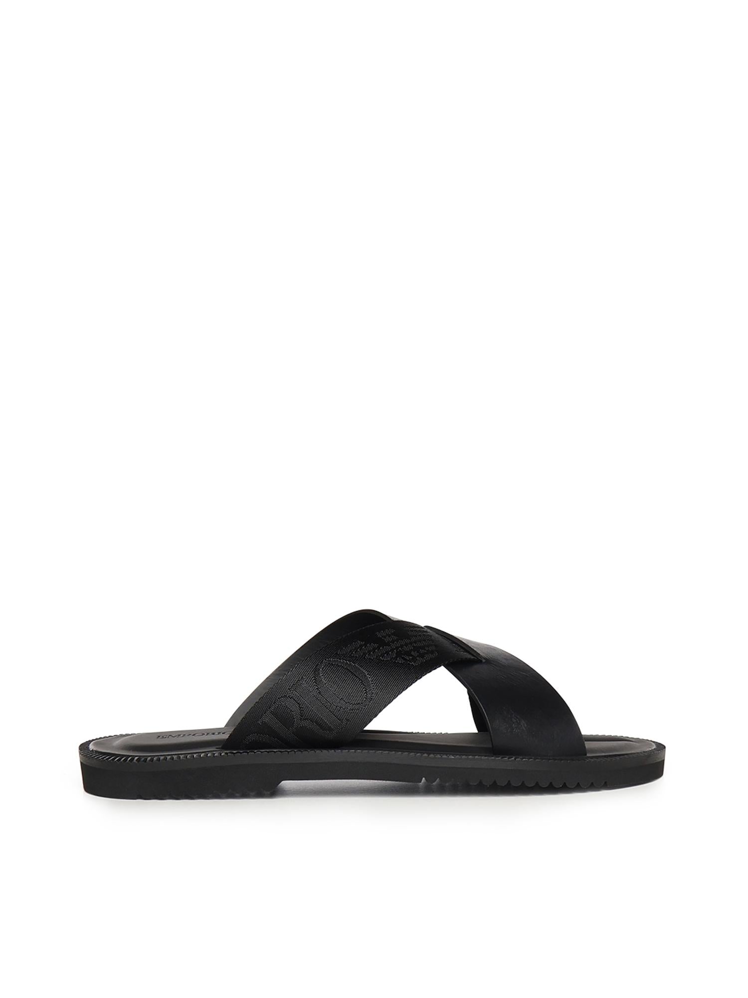 Sandali crossed in pelle e nastro con logo X4P124 XN787K001 EMPORIO ARMANI 