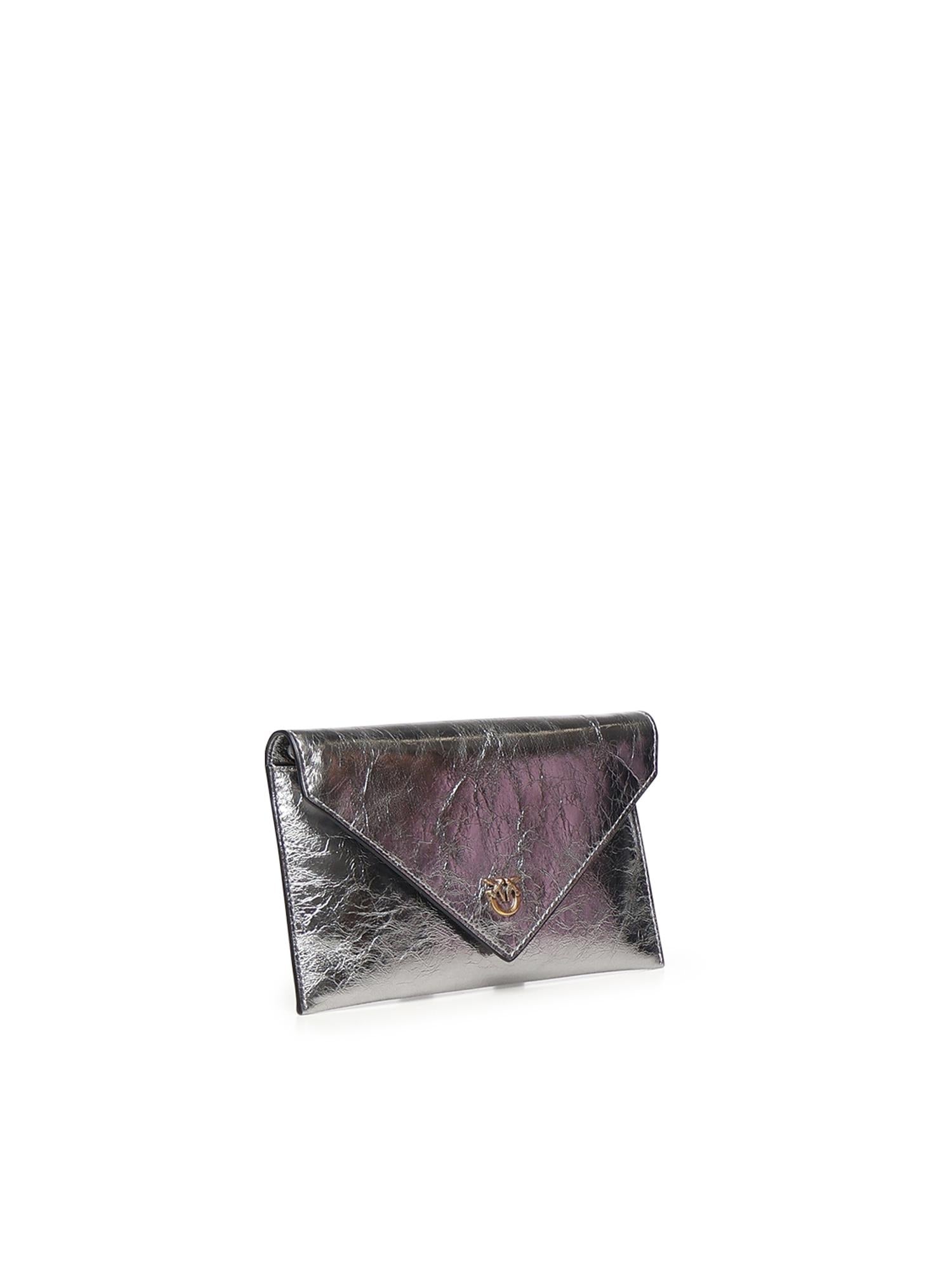 Bustina in pelle metallizzata con logo 105347 A2OTKZ7Q PINKO 