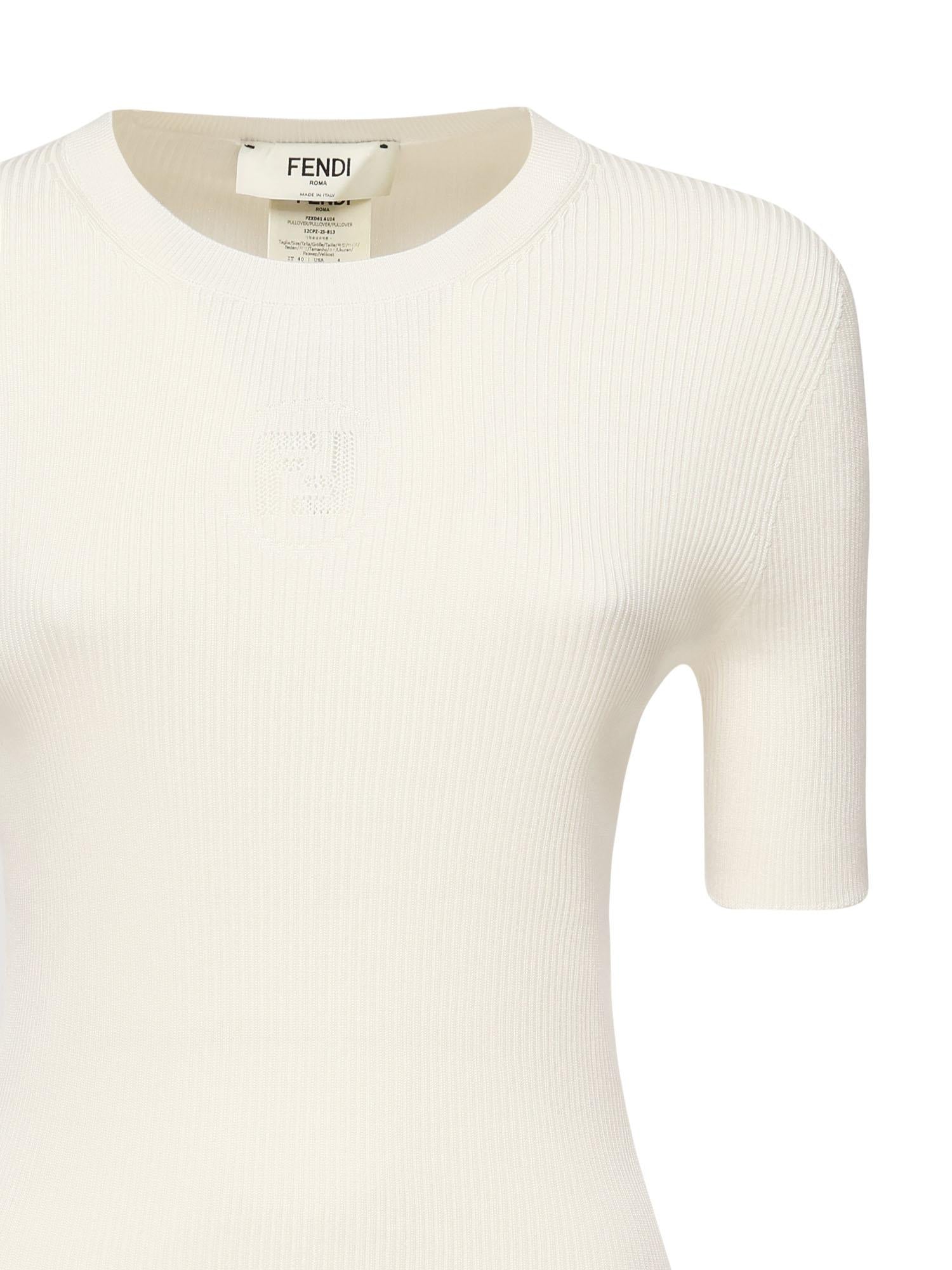 Maglia in seta e cotone con logo FZXD61 AUI4F08QQ FENDI 