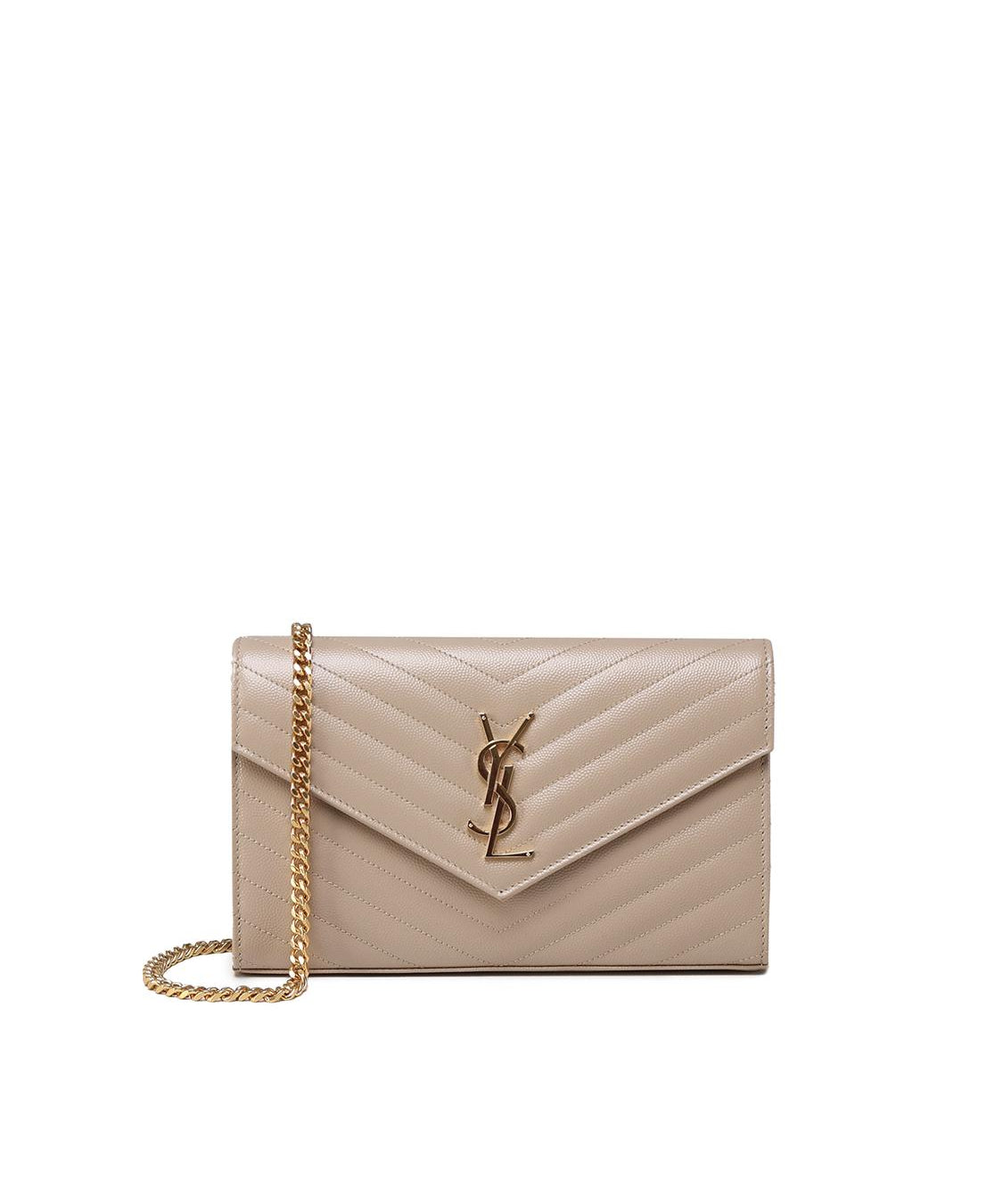 Pochette con catena Cassandre in pelle grain de poudre 377828 BOW012721 SAINT LAURENT 