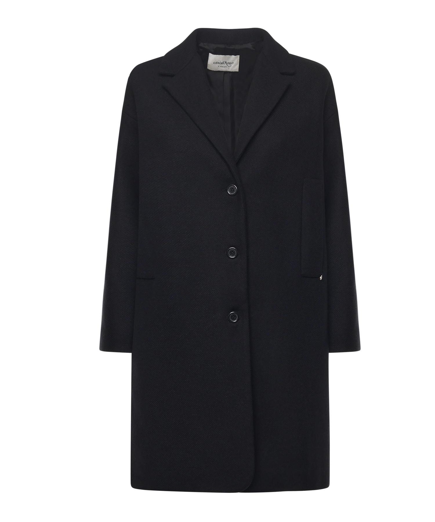 Cappotto midi in misto lana<BR/> DJ0014 NERO OTTOD'AME 
