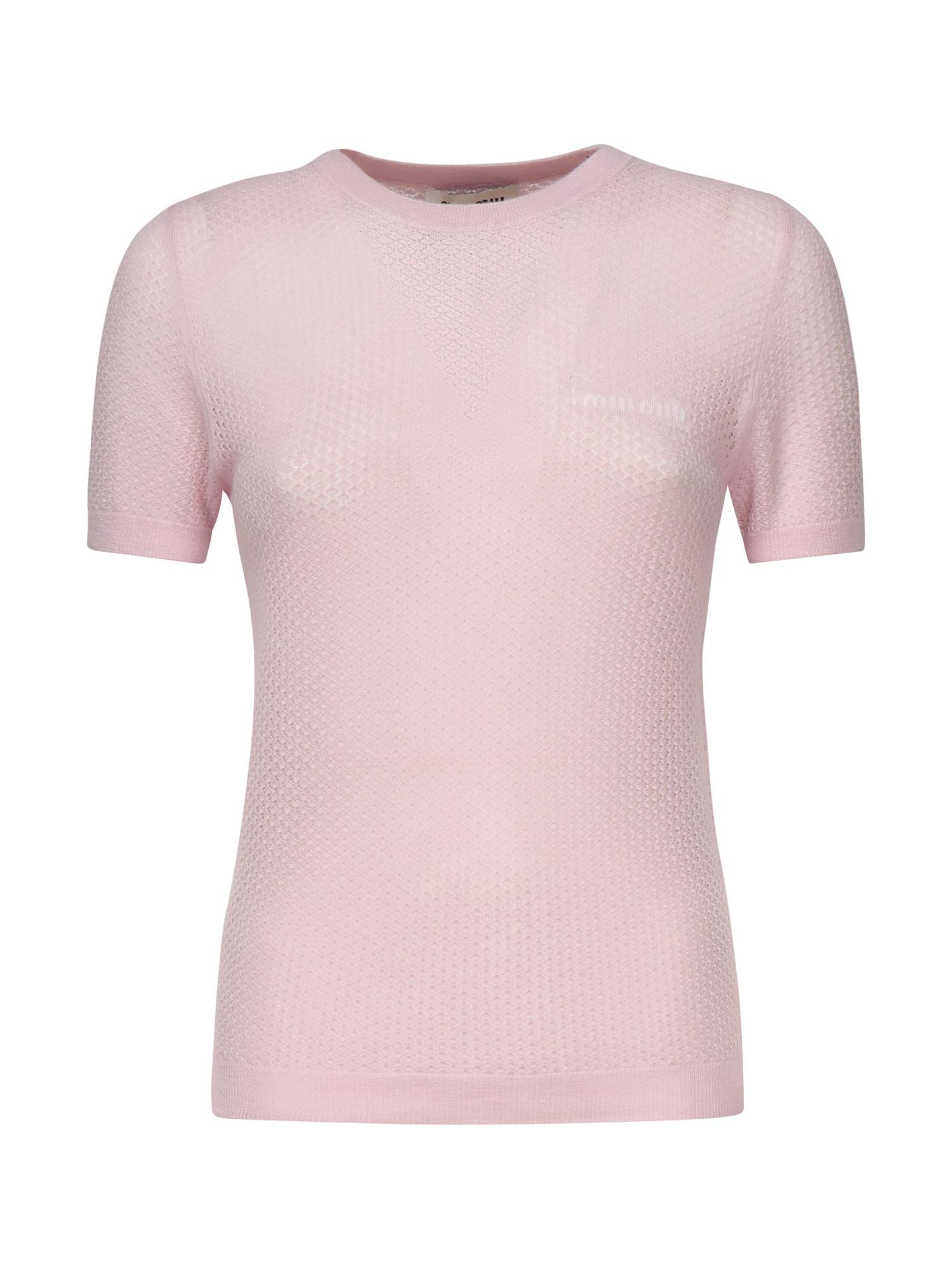 Maglia in cashmere con logo MMLB30 17NNF0E18 MIU MIU 